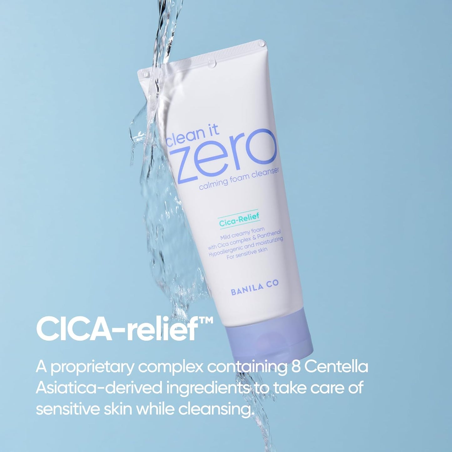 BANILA CO Clean It Zero Calming Foam Cleanser | Rich Lather Hydrating Cleansing With Soothing Finish | CICA Relief for Sensitive Skin | Vegan & Hypoallergenic (150ml / 5.07 fl.oz)