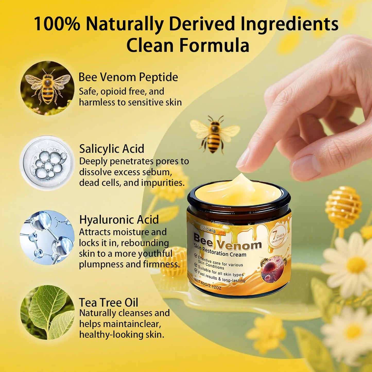 2PCS Bee Venom Skin Restoration Cream, 2025 Upgrade Bee Venom Skin Treatment Cream, Natural bee venom cream for Repair & Renewal, All in One Nourishing Serum for All Skin Types