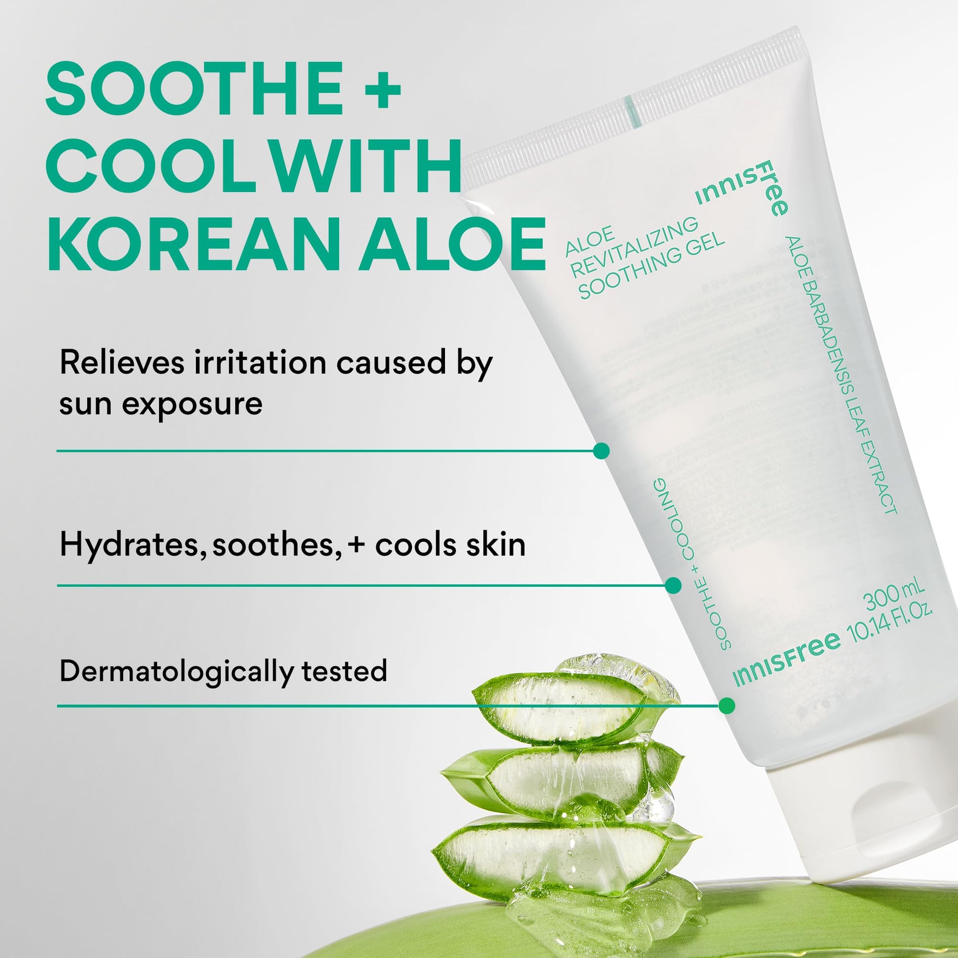 innisfree Aloe Vitalizing Soothing Gel | Hydrating Korean Face and Body Moisturizer | Soothe
