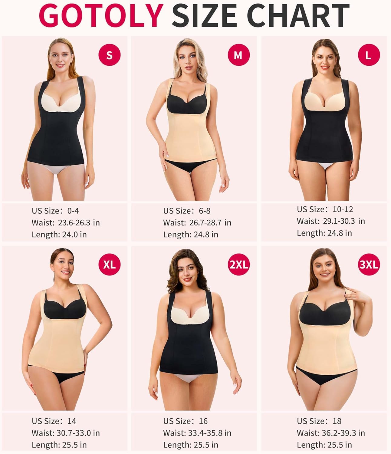 Gotoly Women's Waist Cincher Tummy Control Shapewear Compression Vest Invisible Body Shaper