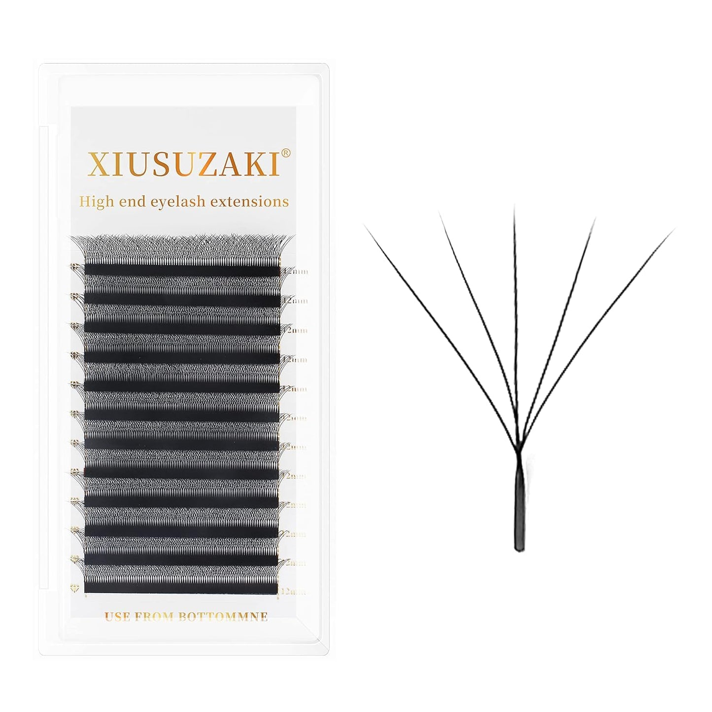 W Lash Extensions Supplies 5D Eyelash Extensions W Shape 0.07mm Thickness C Curl 14mm Premade Fans Easy Fan Lashes Volume Matte Black 12 Rows Crisscross Eye Lashes(W-5D-0.07-C,14mm)
