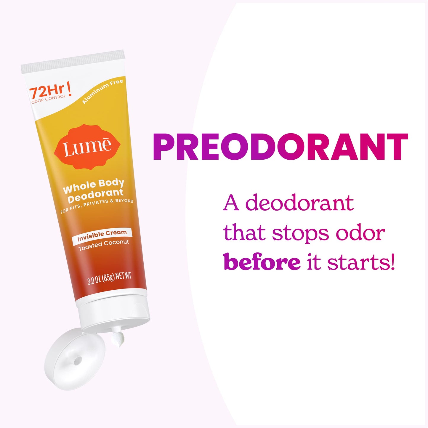 Lume Whole Body Deodorant - Cream Tube - 3 oz (Toasted Coconut)