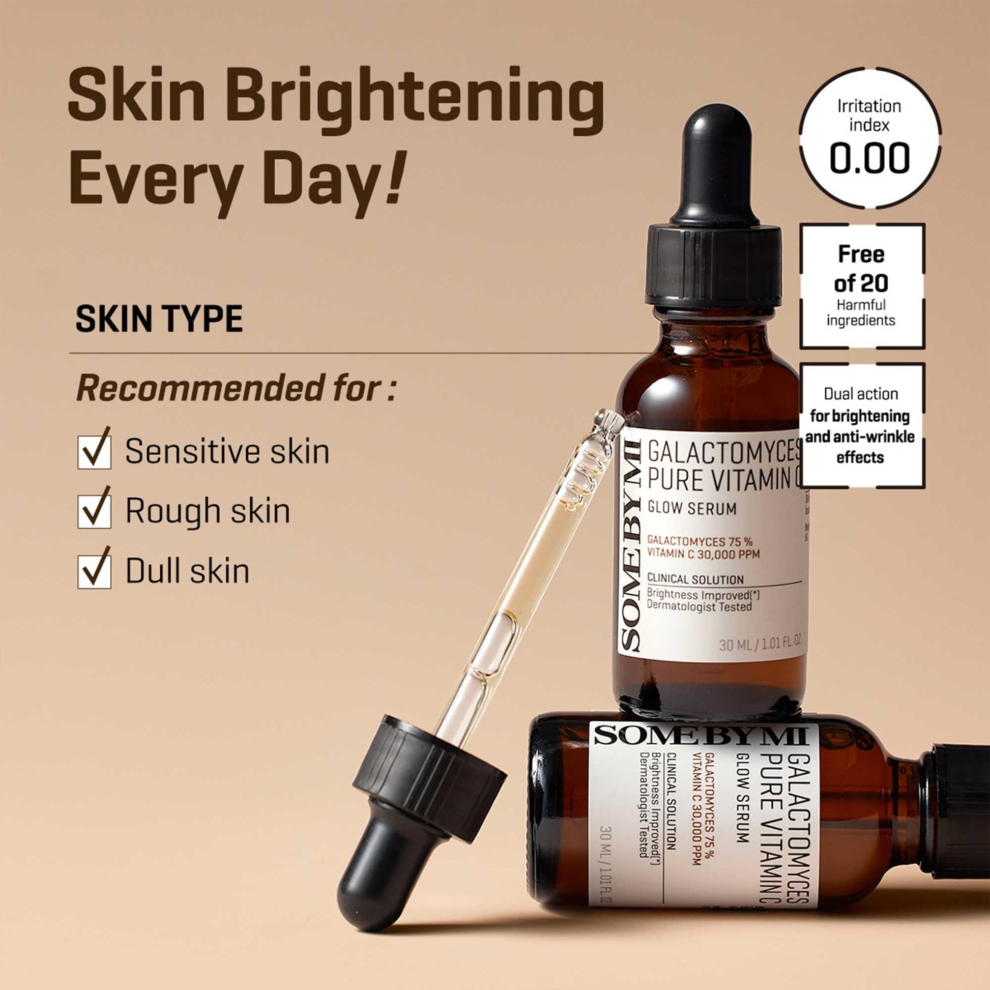 SOME BY MI Galactomyces Pure Vitamin C Glow Serum - 1.01Oz, 30ml - Korean Vitamin C Face Serum for
