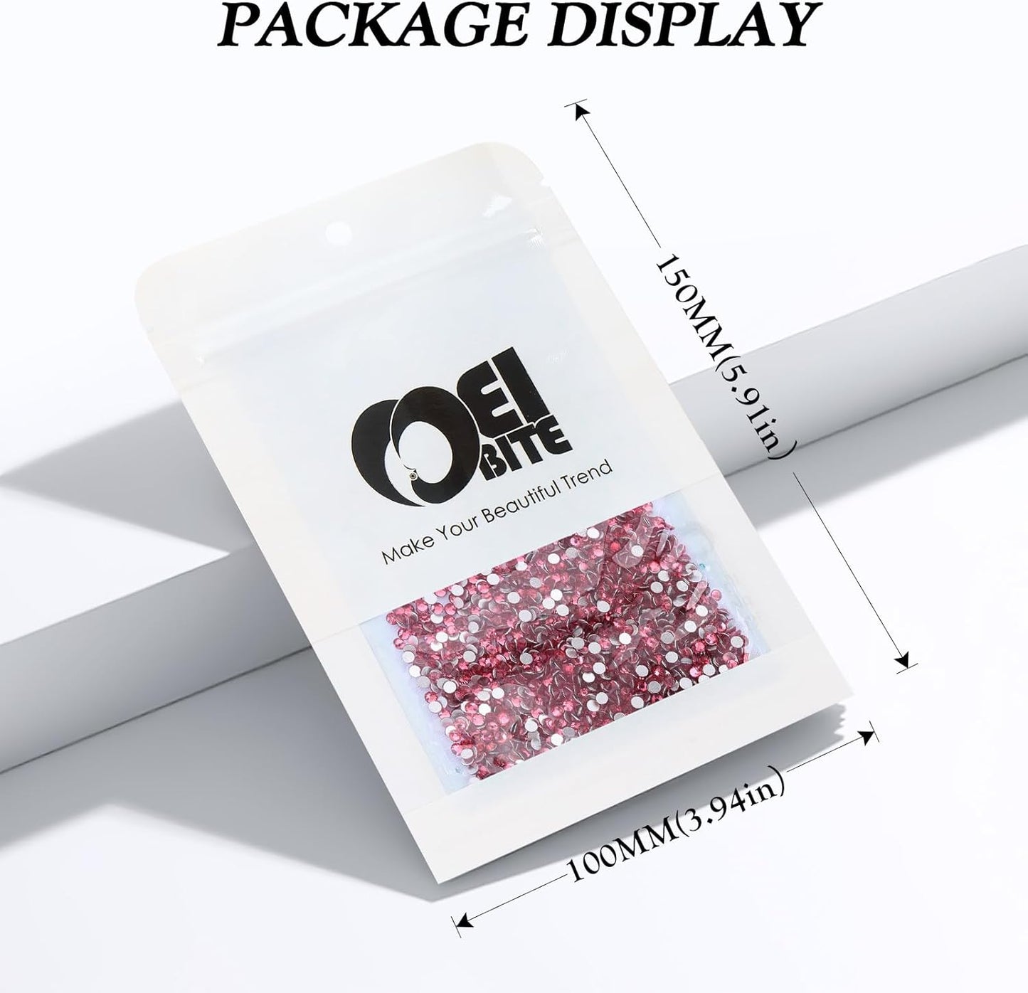 Rose Flatback Rhinestones, Glass Rhinestones for Nail Art and Craft, Glue Fix, Loose Crystal Gemstones(Rose, SS4, 2880pcs, 1.5-1.7mm)