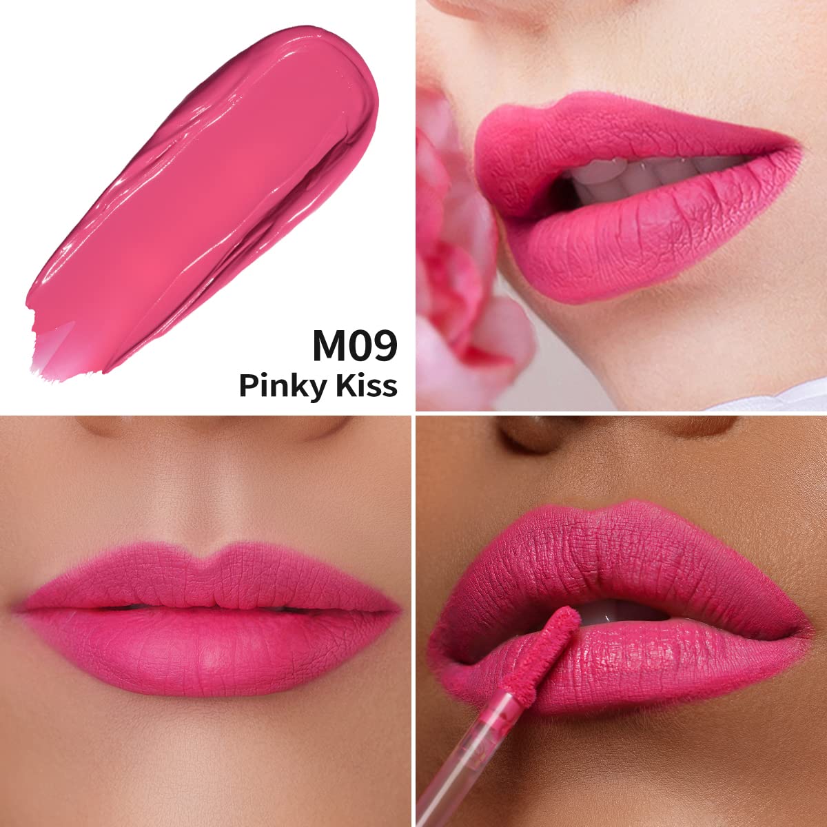 Oulac Matte Liquid Lipstick 2 PCS Set, Long Lasting Lipstick Waterproof Lip Stain, No Transfer, Creamy High Pigmented Formula with Rose Oil, Vegan [M09+M25]