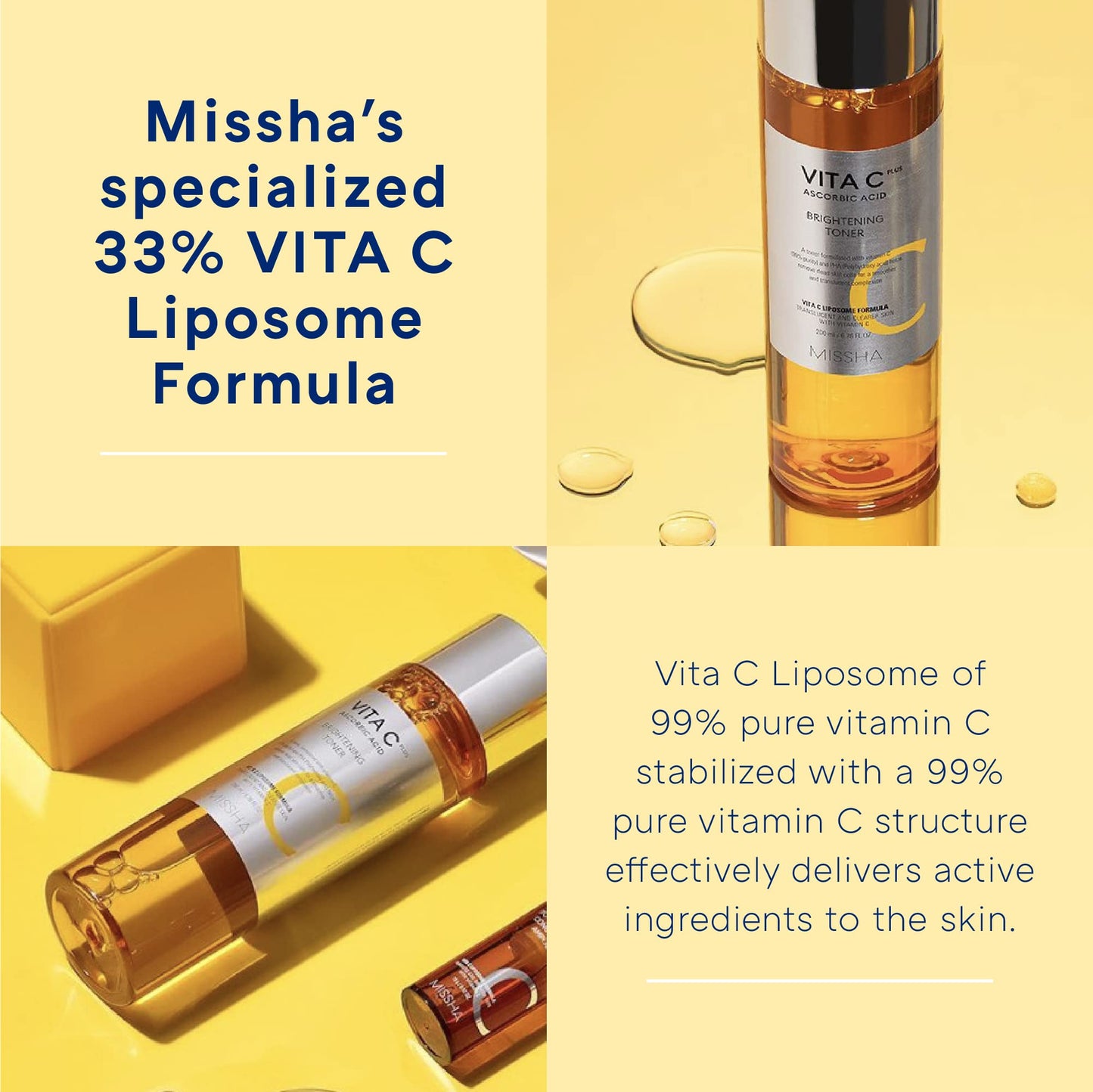 MISSHA Vita C Plus Brightening Toner Korean Skin Care 6.76 oz