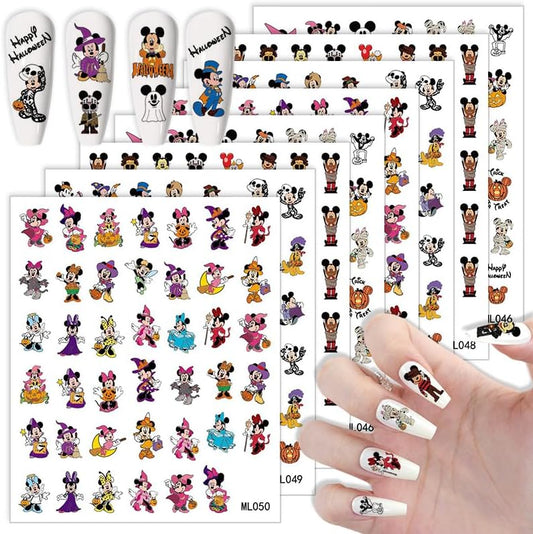 8 Sheets Laser Halloween Nail Art Stickers - Cute Ghost Cartoon Self Adhesive Nail Design Stickers