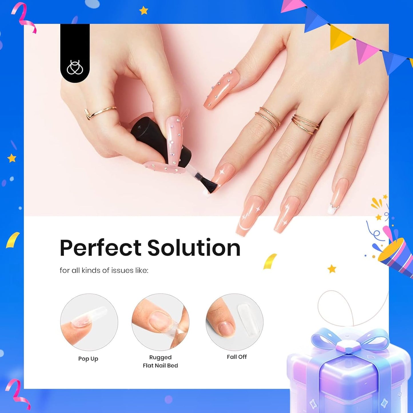beetles Gel Polish 5 In 1 Nail Glue and Builder Nail Gel 7 in 1 Builder Strengthener Gel Clear Building Gel Hard Gel for Nails Builder Extension, Uv LED Lamp Nail Gel Gift for Women