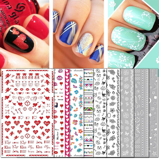 TailaiMei Nail Decals Stickers, 1600+ Pcs Self-Adhesive Tips DIY Nail Art Design Stencil (12 Large
