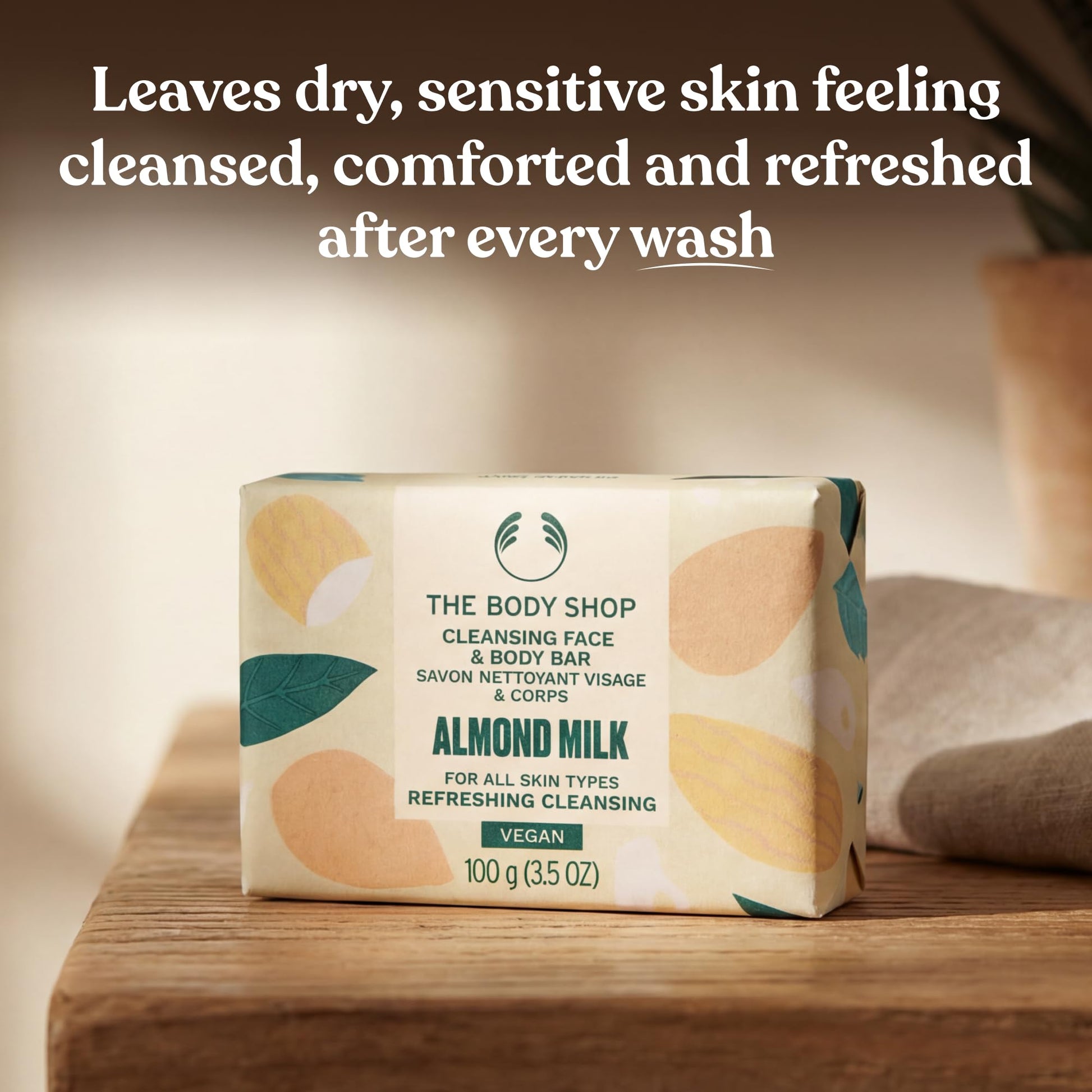 The Body Shop Almond Milk Cleansing Face & Body Bar – Refreshing & Cleansing – Vegan – 3.5oz