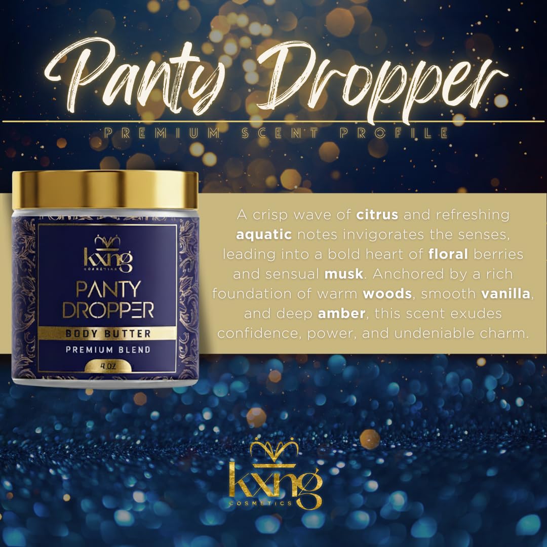 KXNG Cosmetics, Body Butter, Organic Skin Care for Men and Women, Body Moisturizer Lotions and Creams, Raw Shea Butter, Cocoa Butter, Mango, Coconut Oil, Hand, Foot, All Skin Types (Panty Dropper)