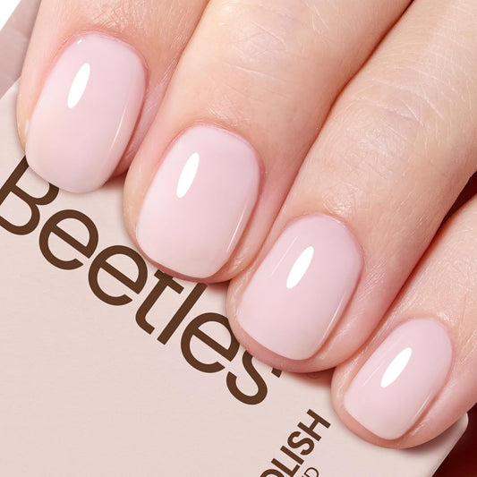Beetles Milky Pink Gel Nail Polish, 15ml Nude Pink Jelly Neutral Color Polish Set Translucent Sheer Gel Nail Concealer Soak Off Uv LED Nail Lamp French Nail Art Gifts for Her Women