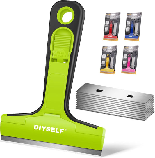 DIYSELF 1 Pack Razor Blade Scraper with 10 Extra Razor Blades, Scraper Tool, Glass Scraper for