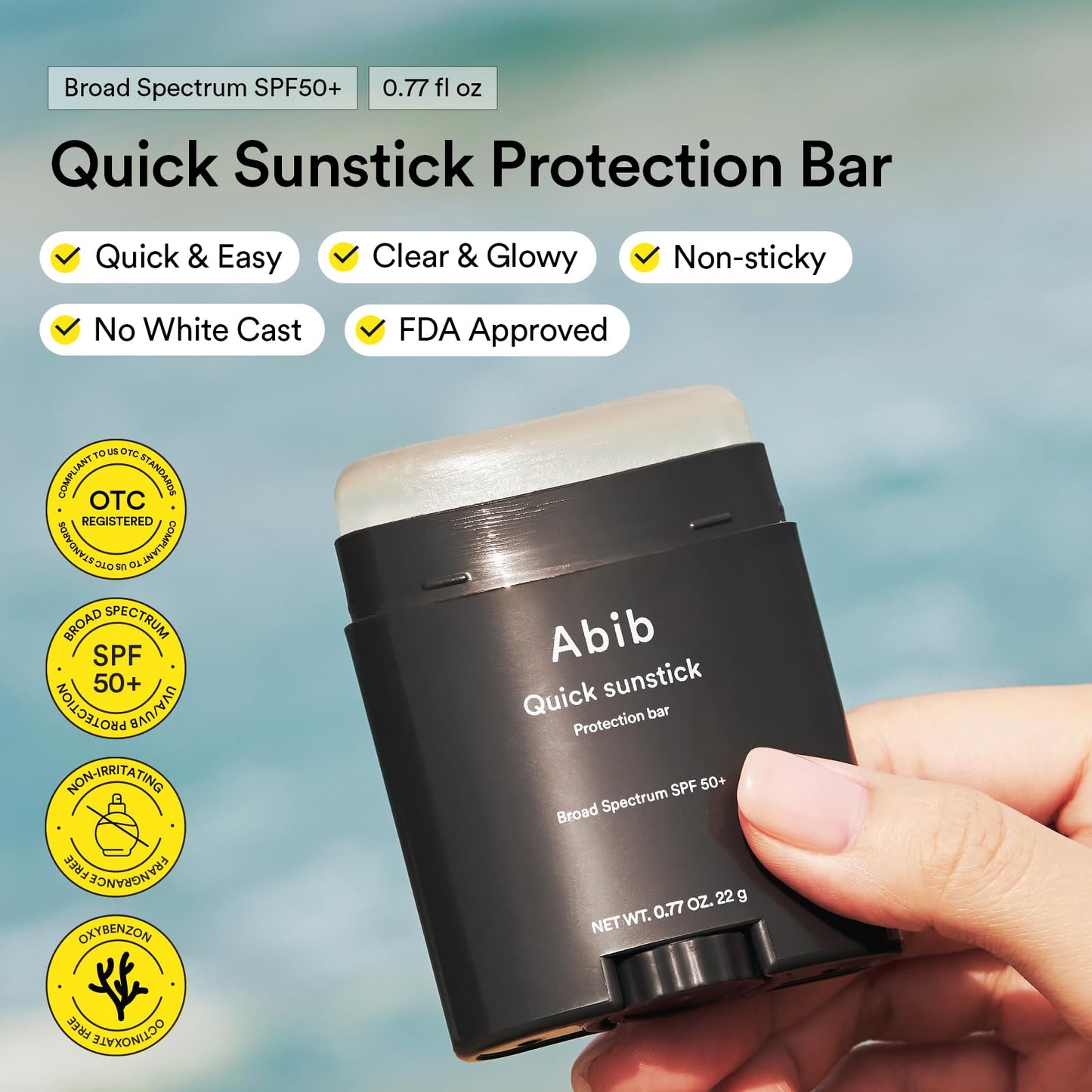 Abib Airy & Quick Sunstick DUO SPF50+ Broad Spectrum Semi-Matte & Quick Glowy Finish, No White