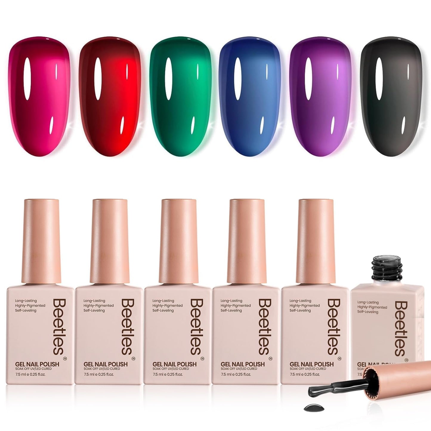 Beetles Jelly Gel Nail Polish Set, 6 Colors Jelly Magic Gel Polish Kit