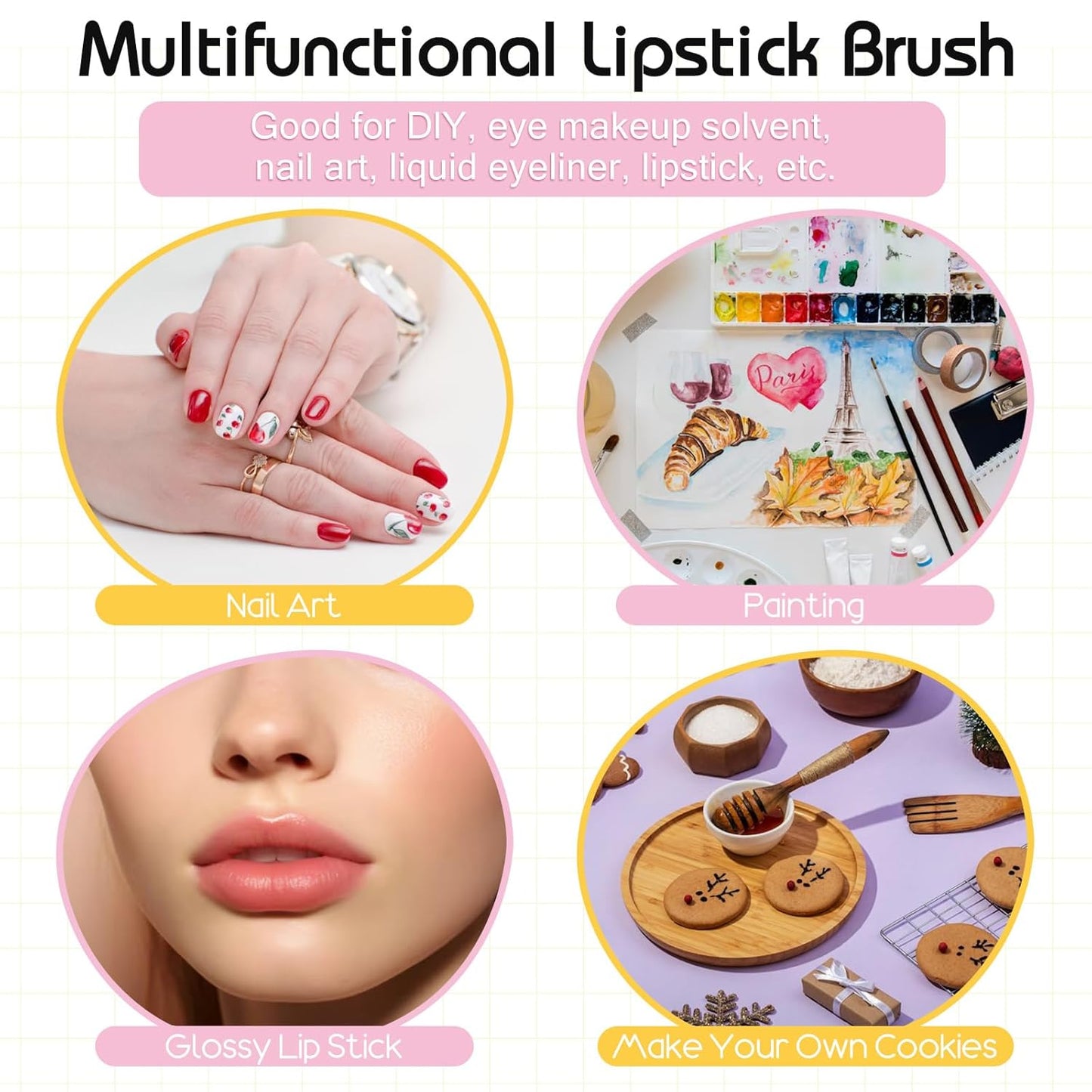 100 Pcs Lip Brushes Disposable, Black Disposable Nail Brushes, Lip Applicators with Soft Brush Head, Multifunctional Mini Makeup Lips Wands for Women