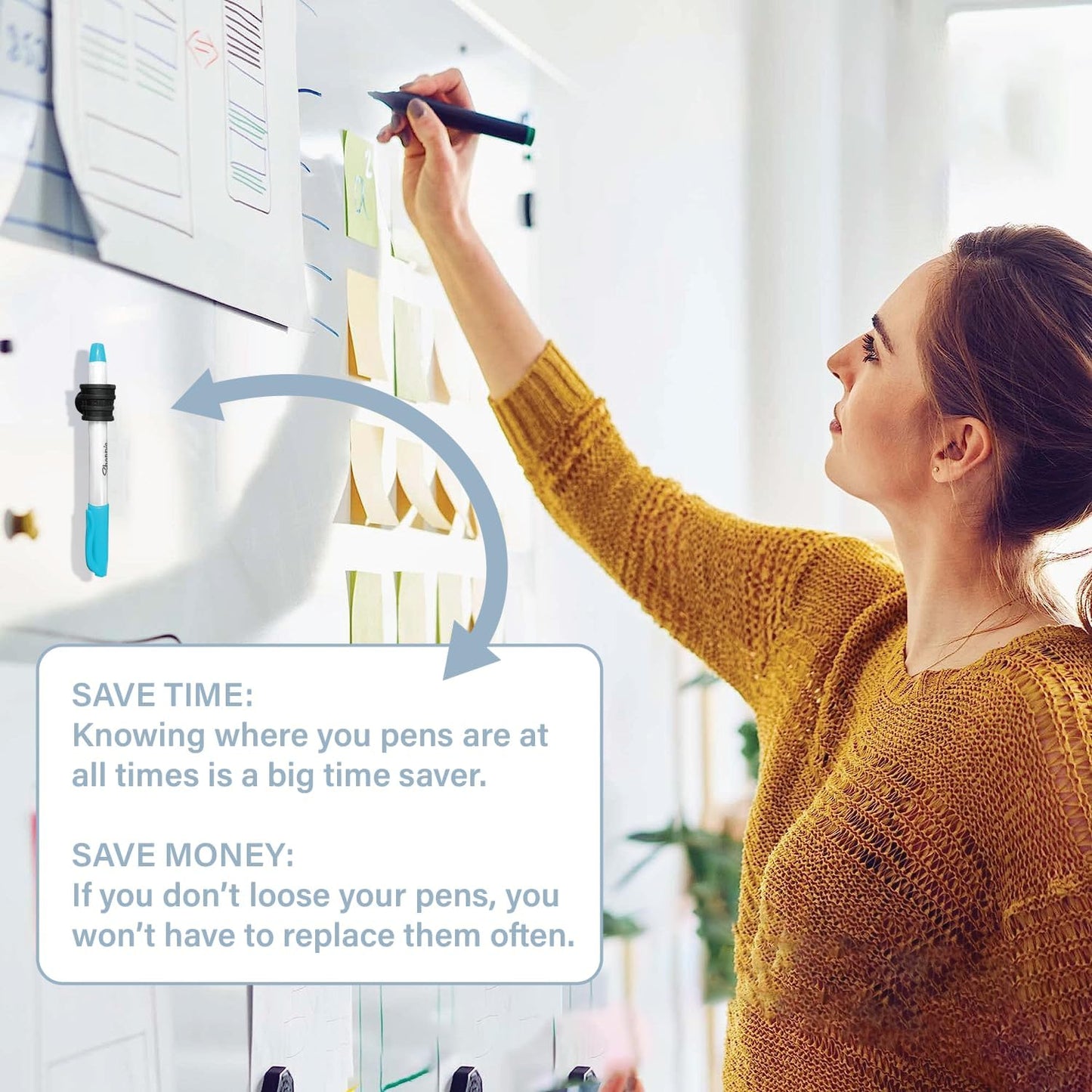 Stick-O Pen Magnetic Pen Pencil Holder - Holds Most pens, pecils and Thin Markers. Ideal for Fridge, Task Boards, Workshops, Classrooms, Offices and Kitchens. (Five Pack)