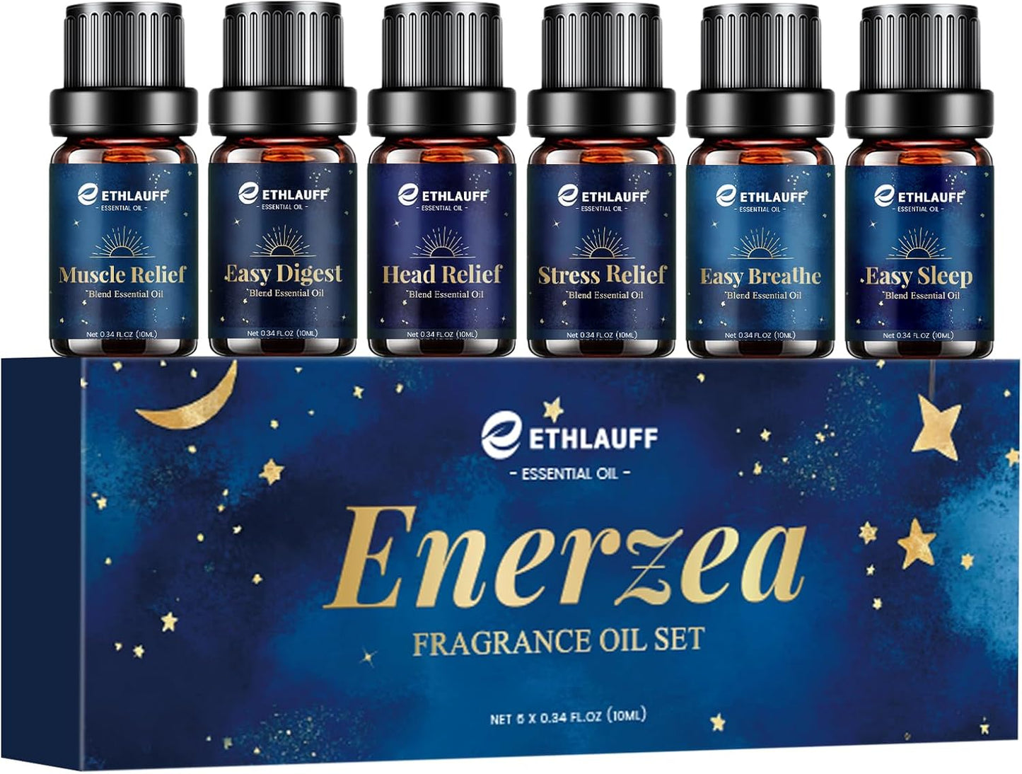 Essential Oil Blends, Essential Oils for Diffusers for Home, Relax Fragrance Oils Kit- Stress Relief, Sweet Dreams, Head Relief, Relax, Immunity for Aromatherapy, Humidifiers, Massage, 6x10ml