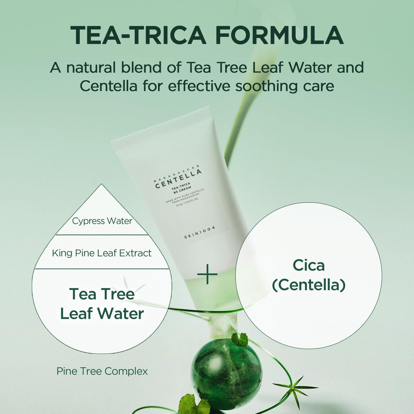 SKIN1004 Tea-Trica B5 Cream, Face Moisturizer with Centella Asiatica & Panthenol B5, Gel