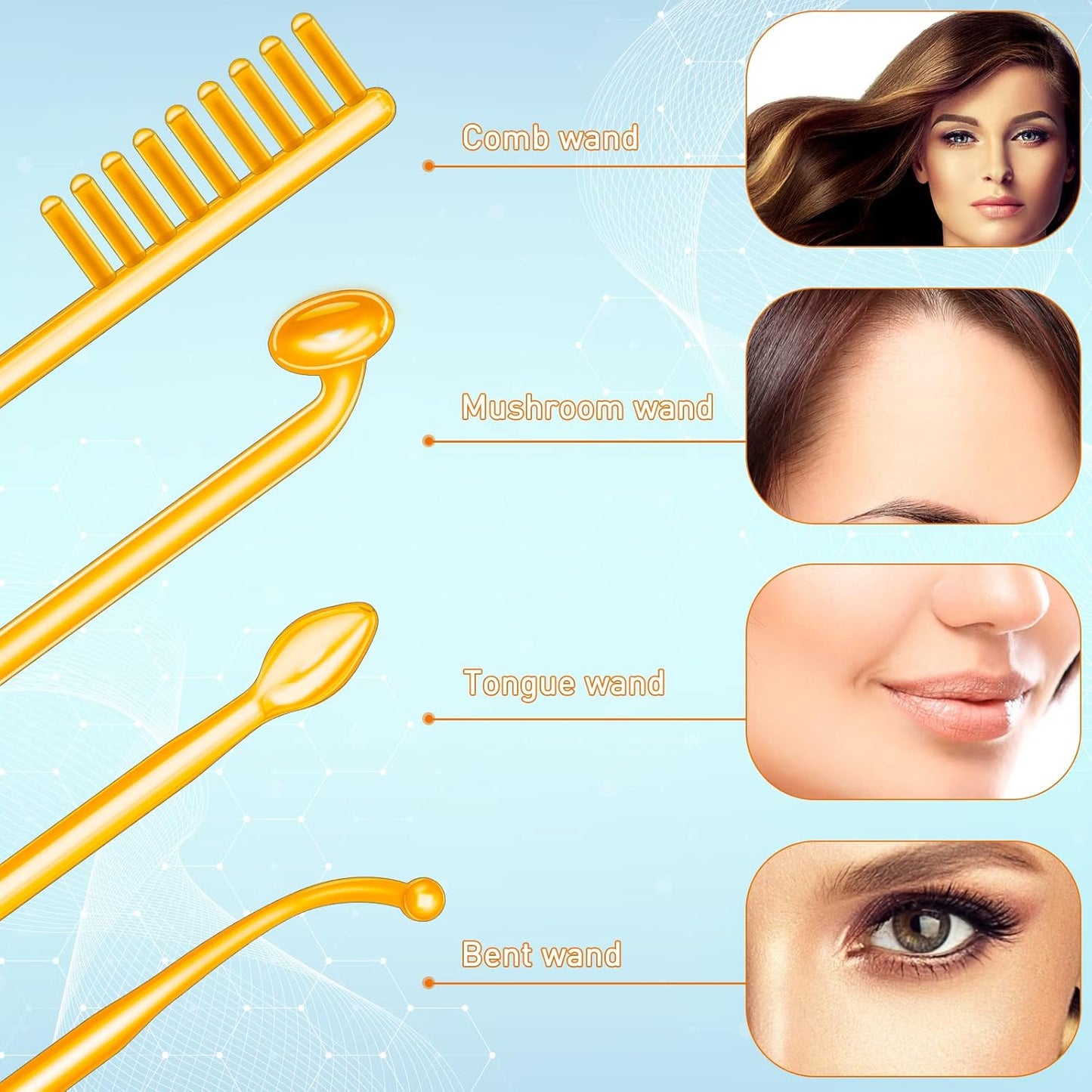 YourMate Handheld Phototherapy Device High Frequency Wand/Machine with Neon Tubes for Face Chin Neck Hair, Facial Skin Wand Machine with 4 Different Tube