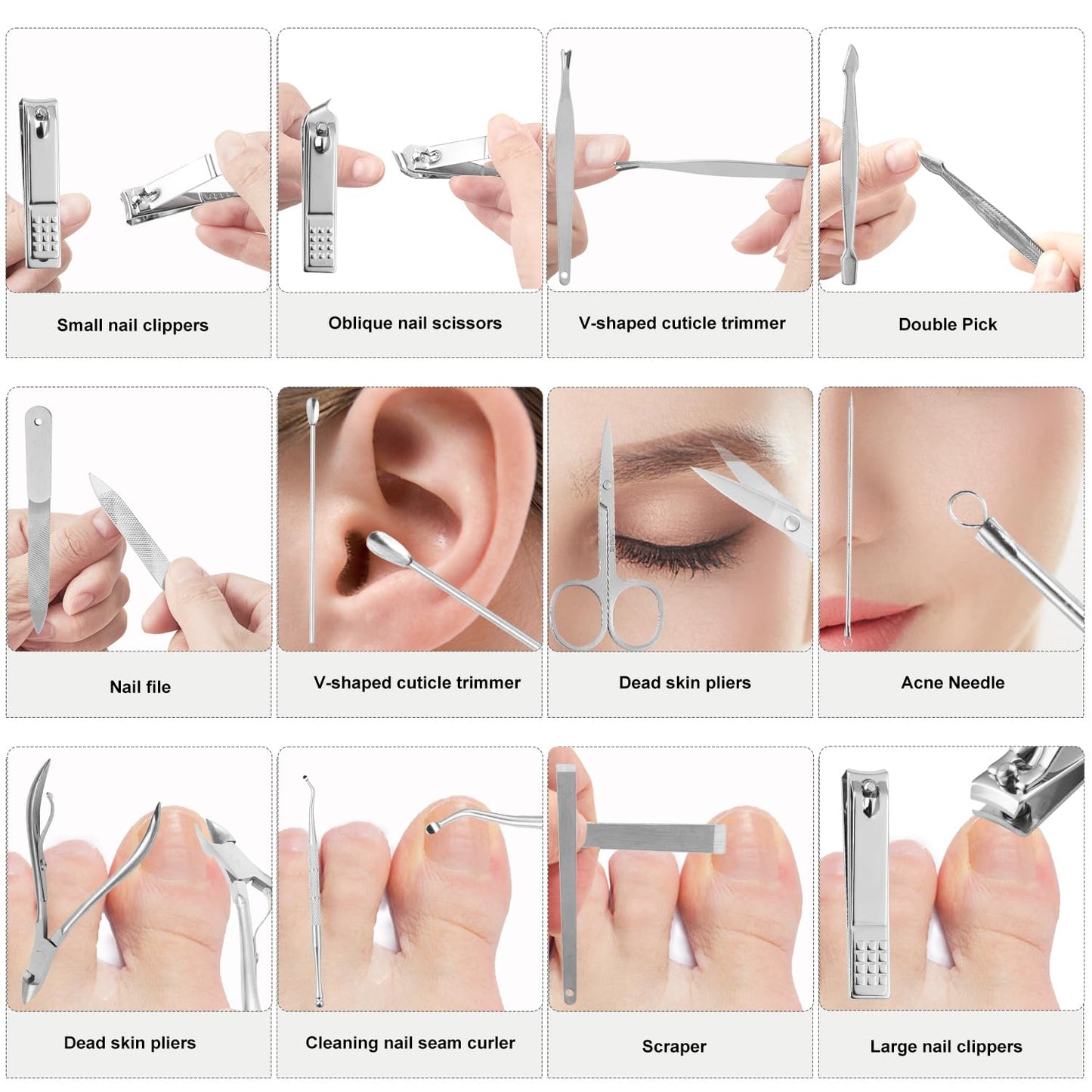 Nail Kit, Manicure Kit, Nail Care Kit for Men, Manicure Pedicure Set, Nail Clippers Toenail Clippers Kit, Professional Manicure Kit Pedicure Kit, Black Travel Case, Set of 12.