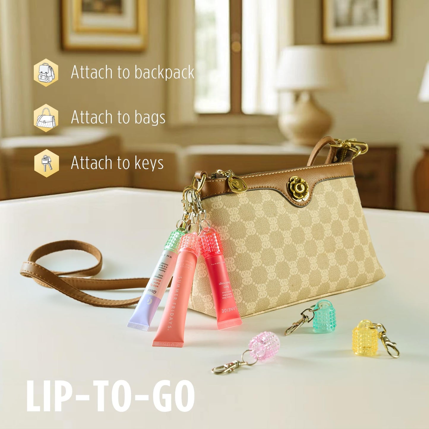 Lip Balm Keychain Cap for Laneige, Summer Friday and Glossier, Lip Balm Holder for Lanyard or Bag