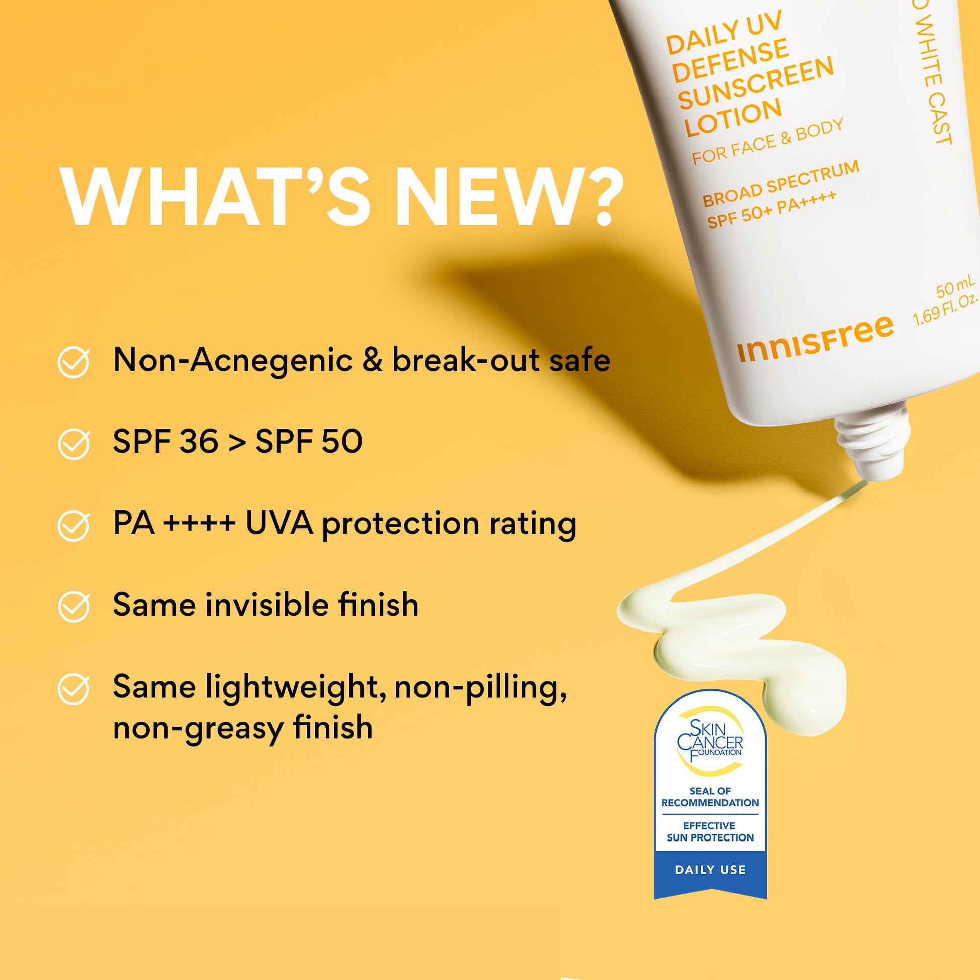 innisfree Daily UV Defense Sunscreen SPF 50+ PA++++, Korean Face- & Body Sunscreen, Invisible
