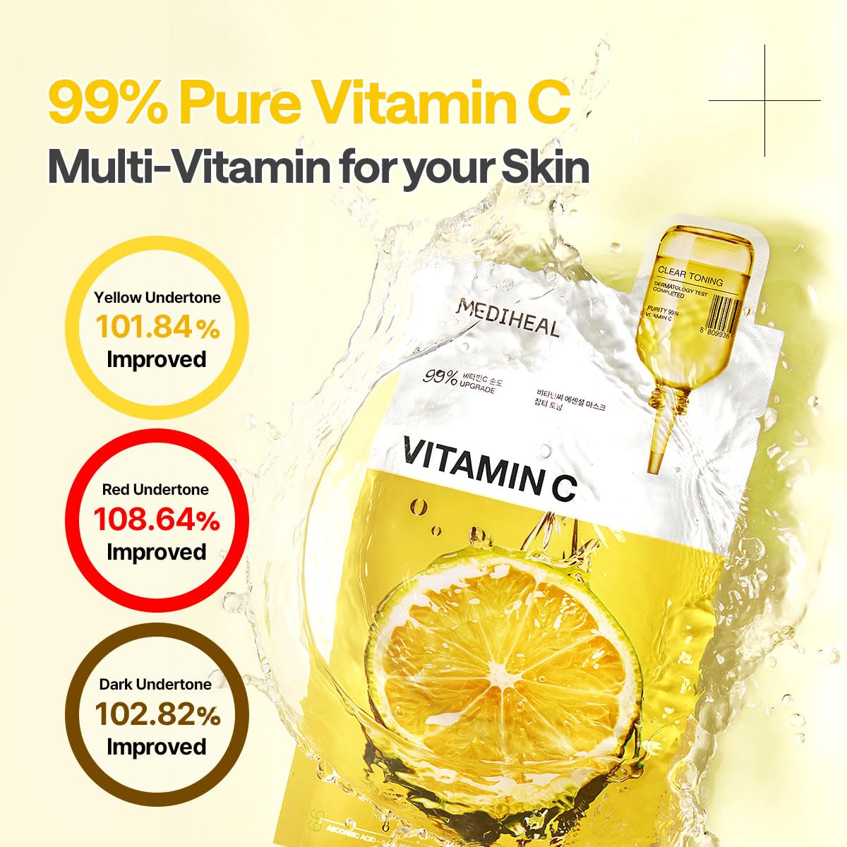 MEDIHEAL Vitamin C Essential Face Sheet Mask, Skin Toning (10ea)
