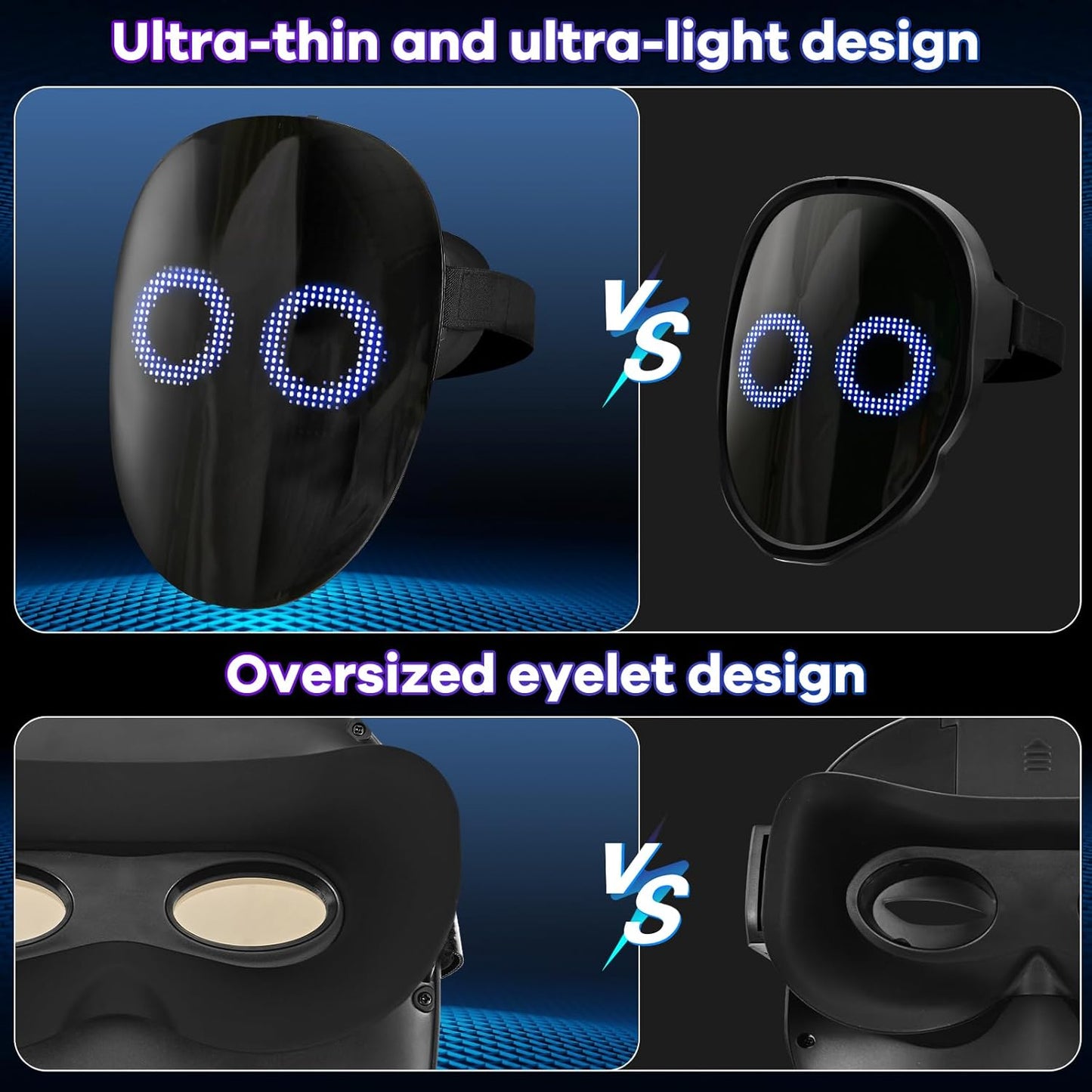 AIGLUN LED Face Transforming Mask with Gesture Control Fun - Cool stuff Halloween Cosplay and Christmas Parties