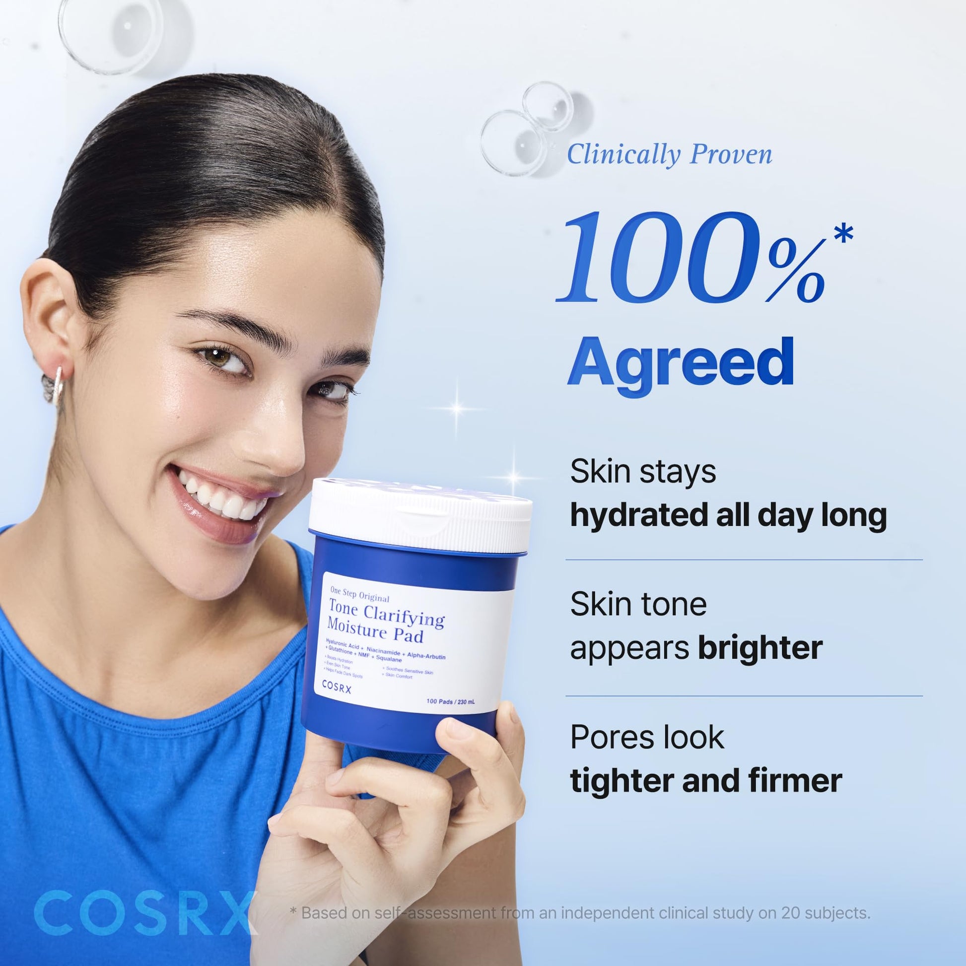 COSRX OneStep Tone Clarifying Toner Pads, Even Skin & Hydration (100 Pads)