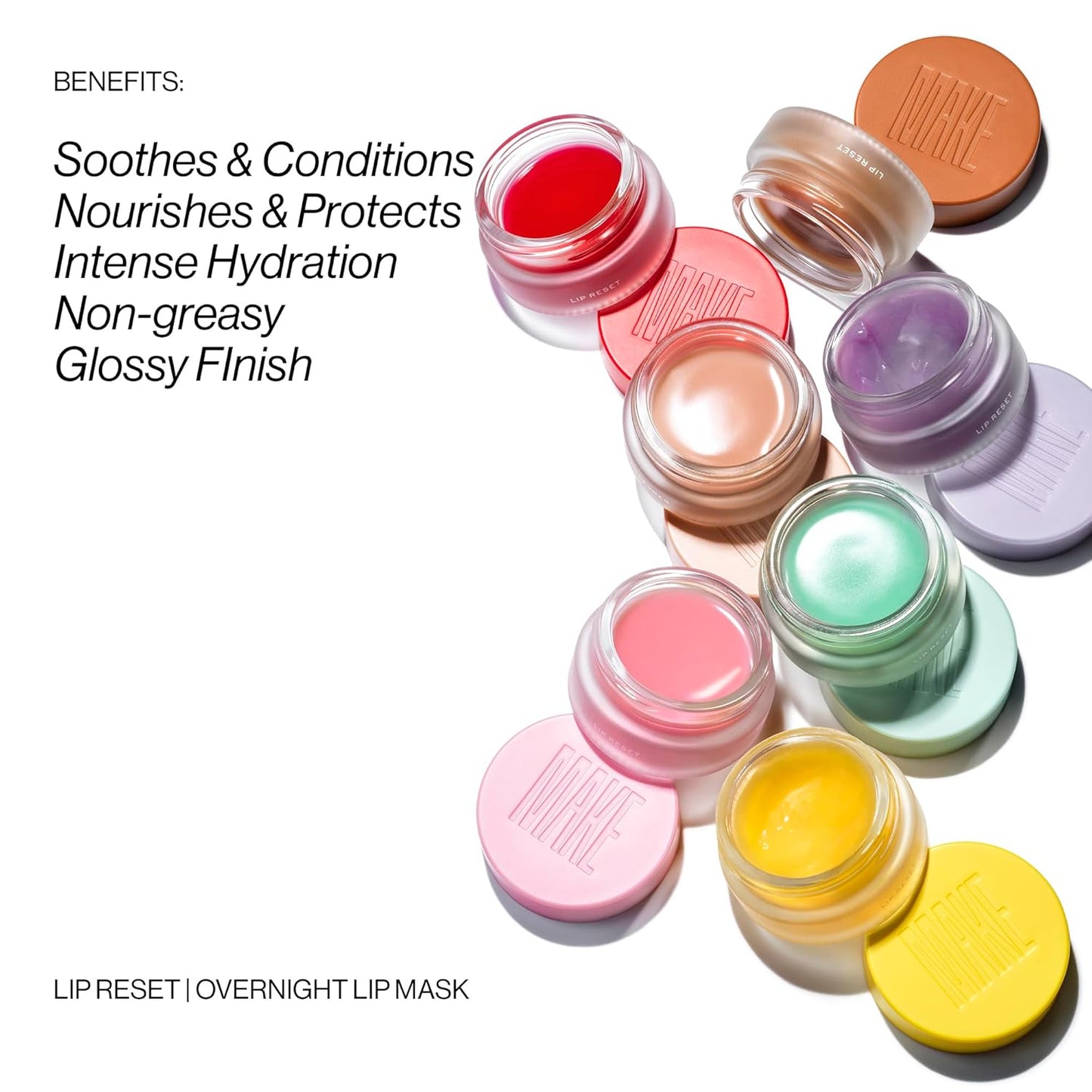 MAKE Beauty Lip Reset Overnight Lip Mask. Nourishing, Hydrating Lip Treatment for Dry, Flaky Lips. Plumps, Softens, and Smooths. Violet Vapor Flavor