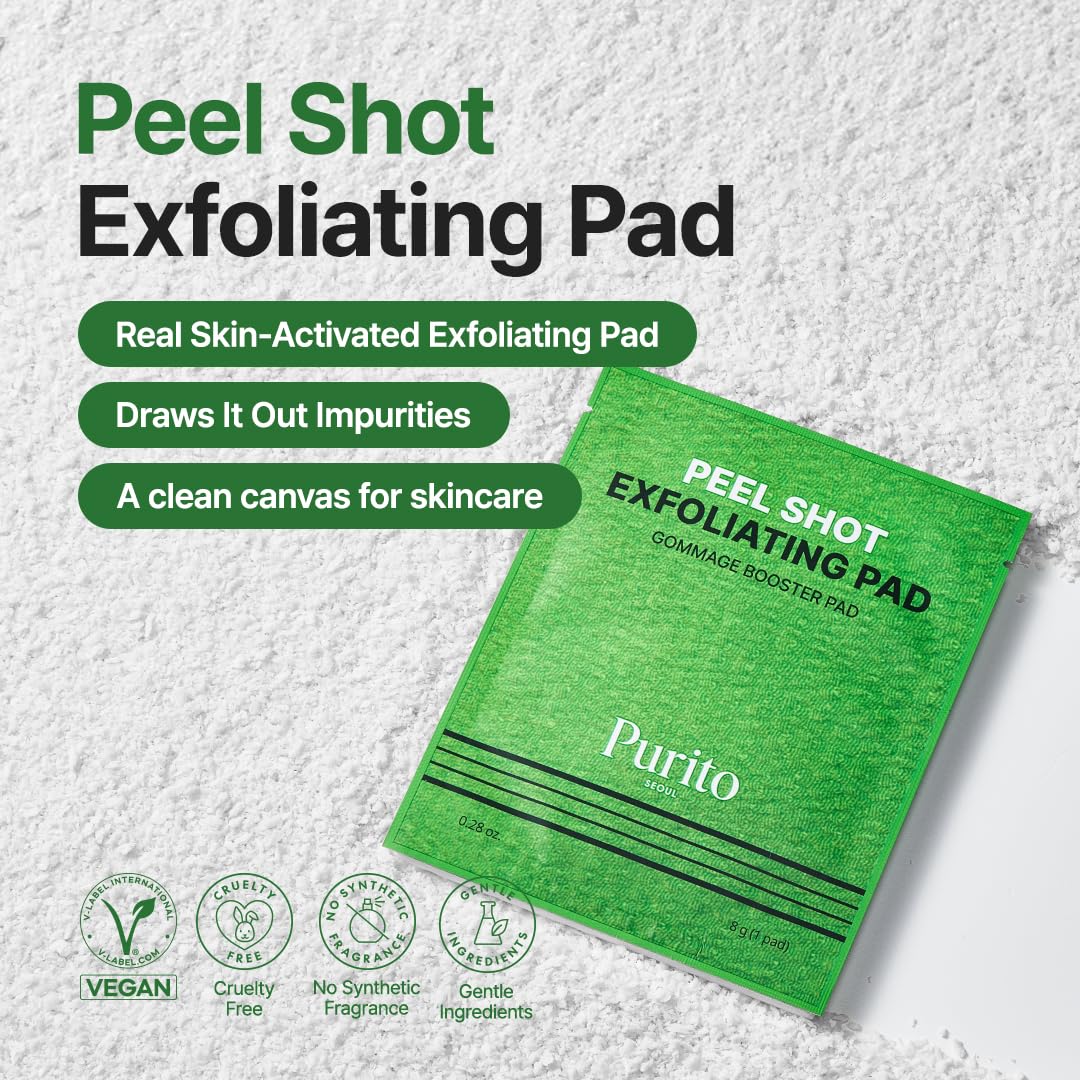 PURITO PEEL SHOT Exfoliating Pad | Charcoal Deep Clean Pads For Pores 8Pads