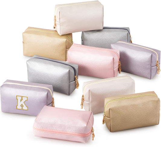 Kigeli 15 Pcs Aesthetic Makeup Bags PU Leather Cosmetic Pouches Waterproof Plain Toiletry Bags Makeup Pouches Bulk for Women Party Gift Travel Storage Organizer(Bright Color)