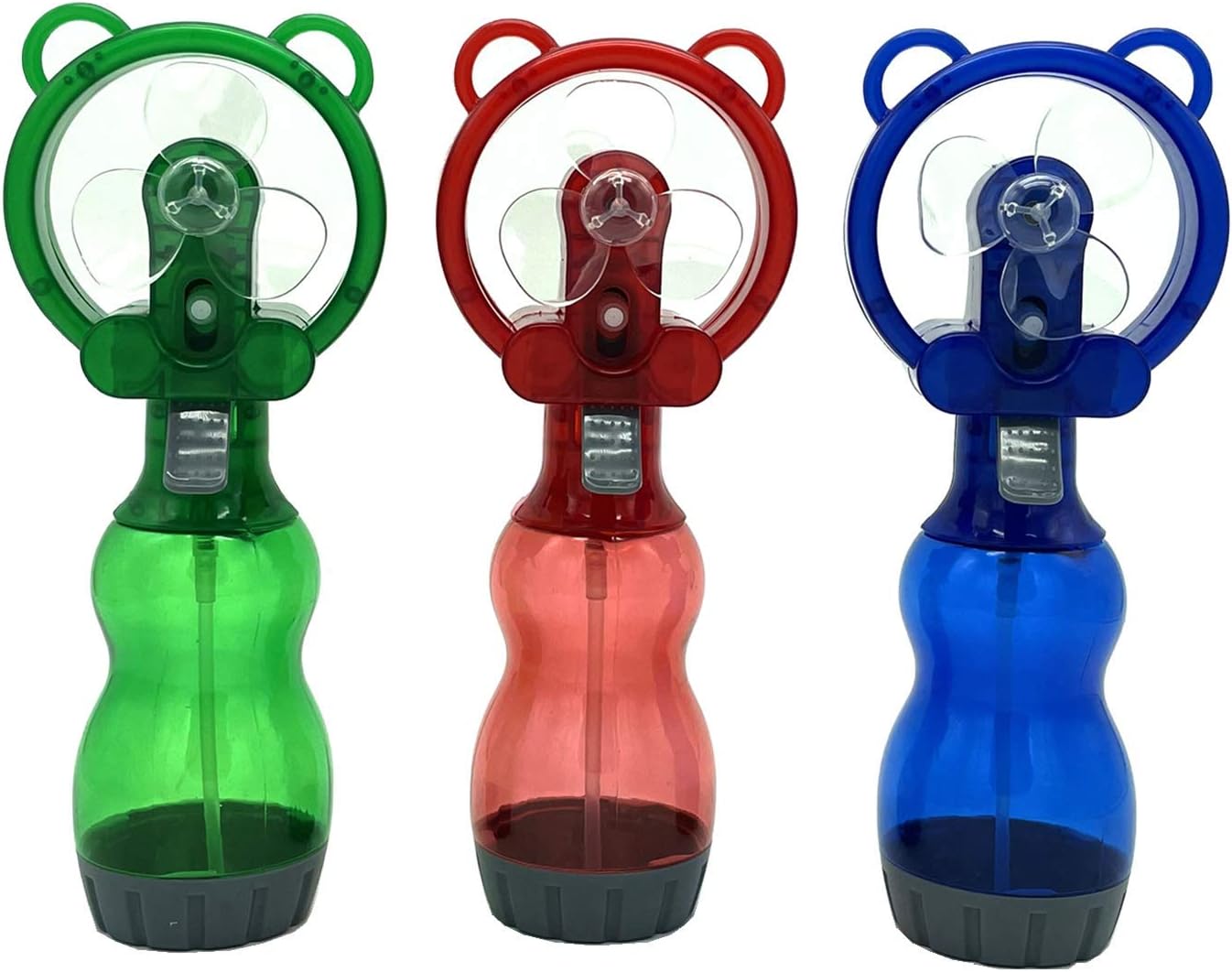 Water Misting Fan Portable Handheld Spray Fans Battery Operated for Outdoor Cooling- Set of 3 (Blue/Green/Red)