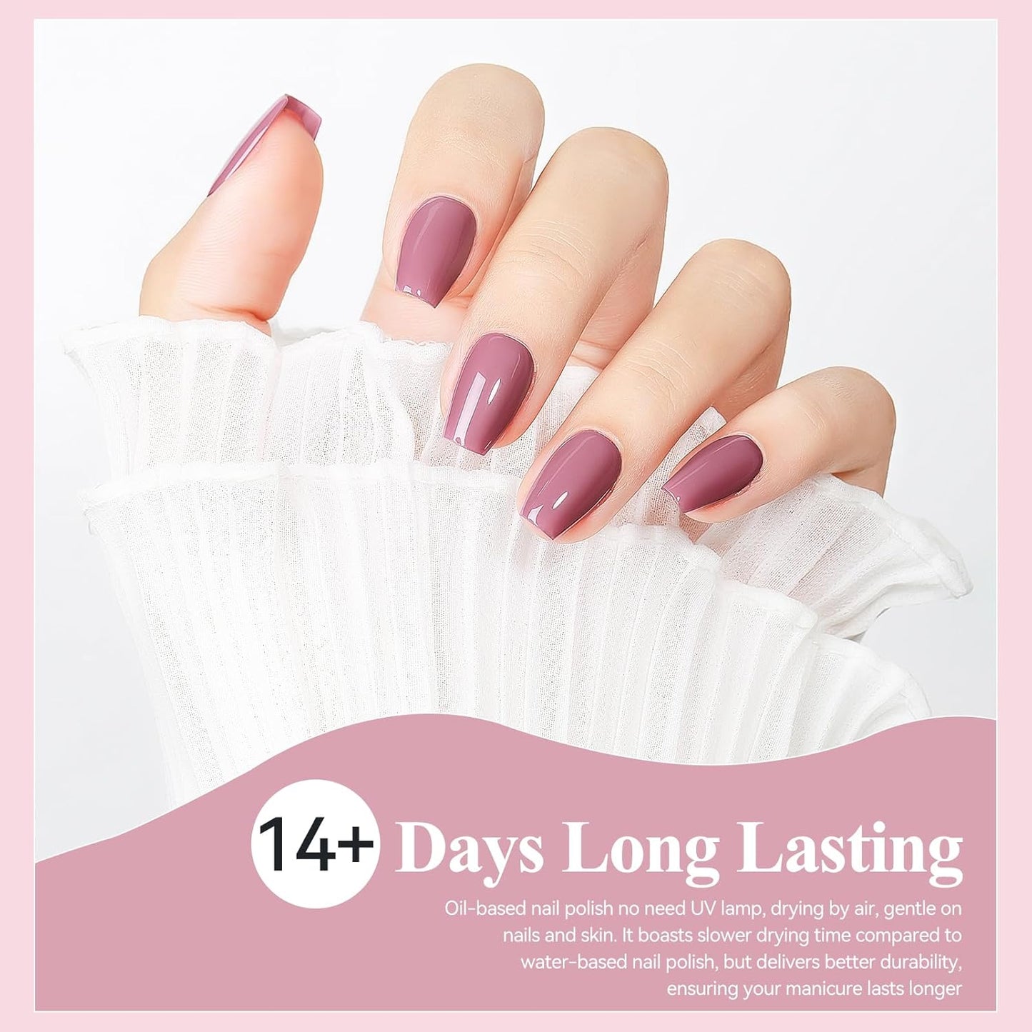 Quick Dry Nail Polish, Nail Lacquer Non-Gel Nail Art Polish for Fall and Winter, Air Fast Drying Nail Pigment High Coverage Fingernail Concealer Polish, 1PC 12ML Long Last