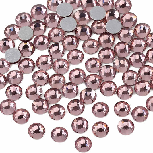 Beadsland 144pcs Flat Back Crystal Rhinestones Round Gems for Nail Art and Craft Glue Fix, Light