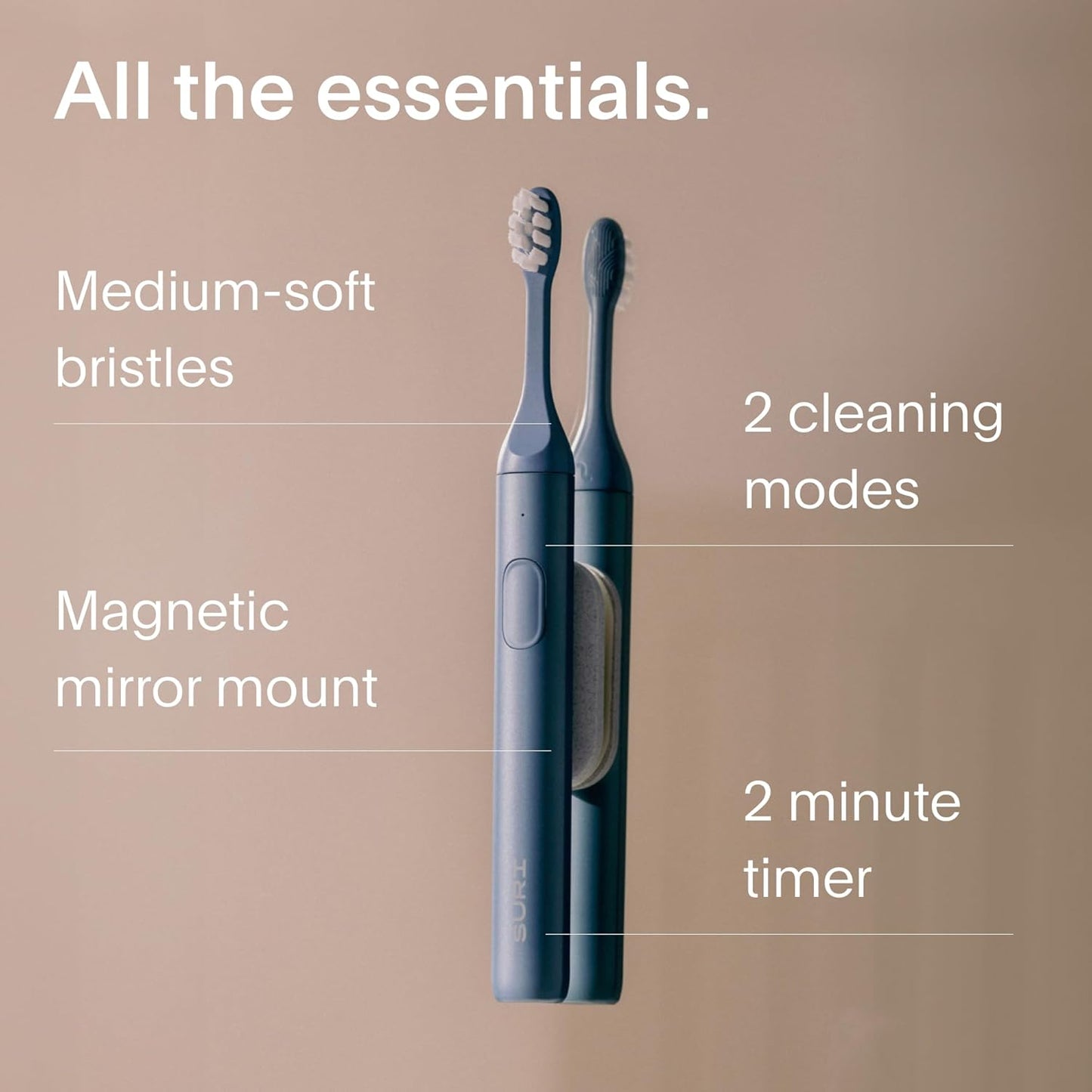 SURI 1.0 Sonic Electric Toothbrush | 40+Day Battery | Designed in California | Sustainable Electric Toothbrush for Adults | Travel Toothbrushes | Tooth Brush | Blue