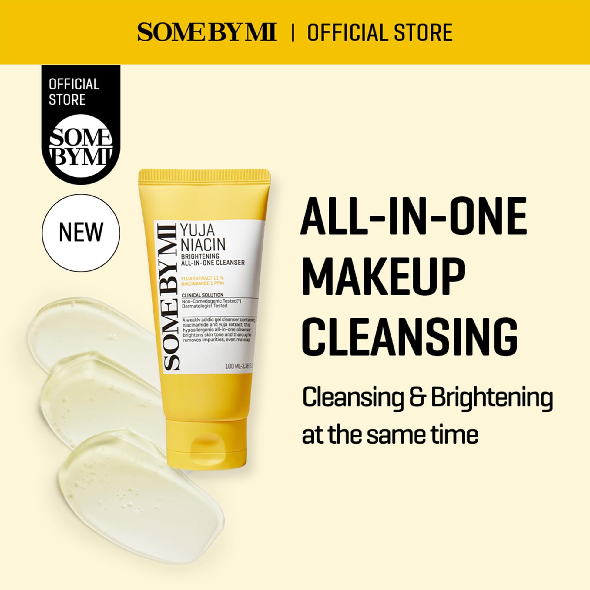 SOME BY MI Yuja Niacin Brightening All in One Cleanser - 3.38Oz, 100ml - Mild Daily Face Wash for