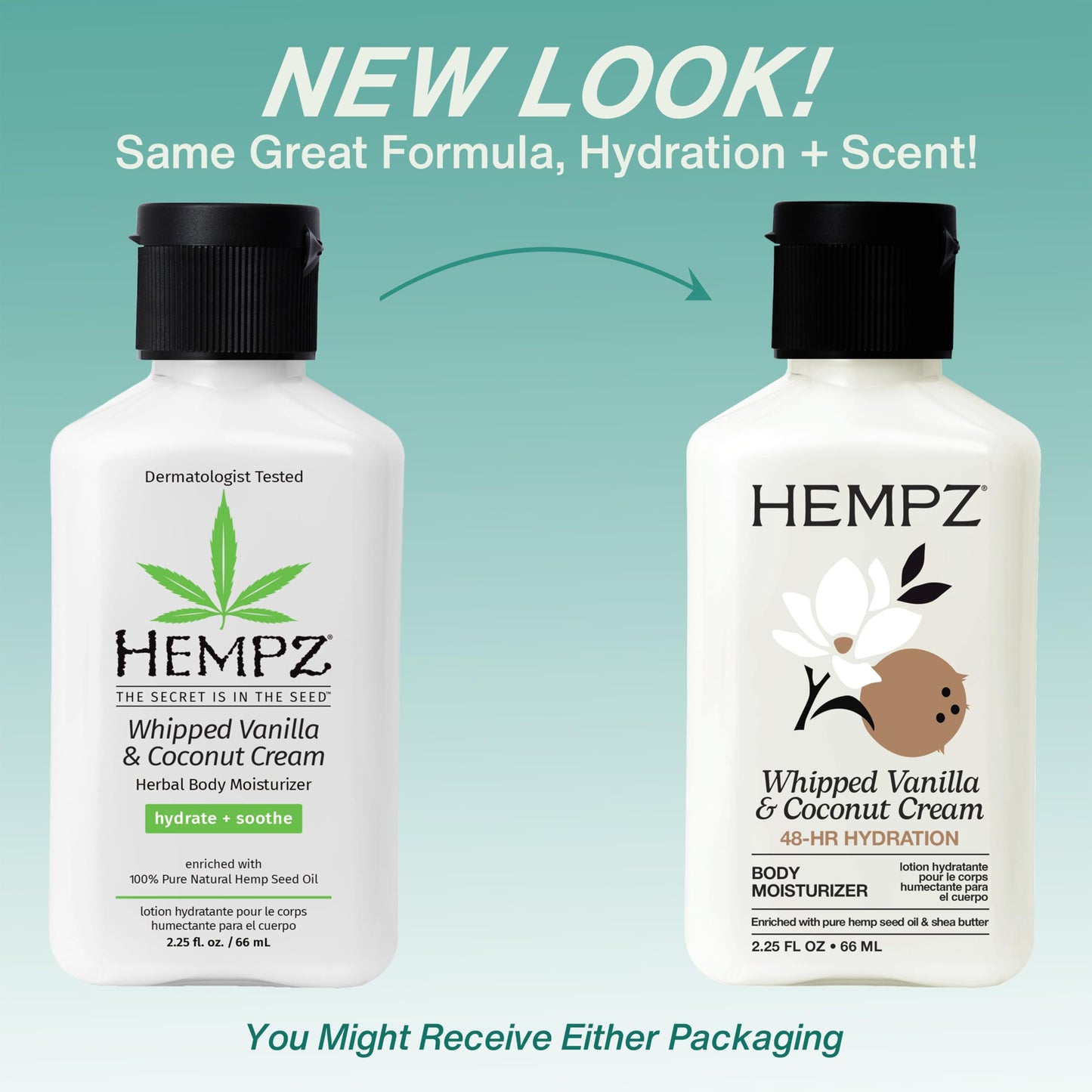 Hempz Mini Whipped Vanilla & Coconut Cream Body & Hand Lotion 2.25 oz.