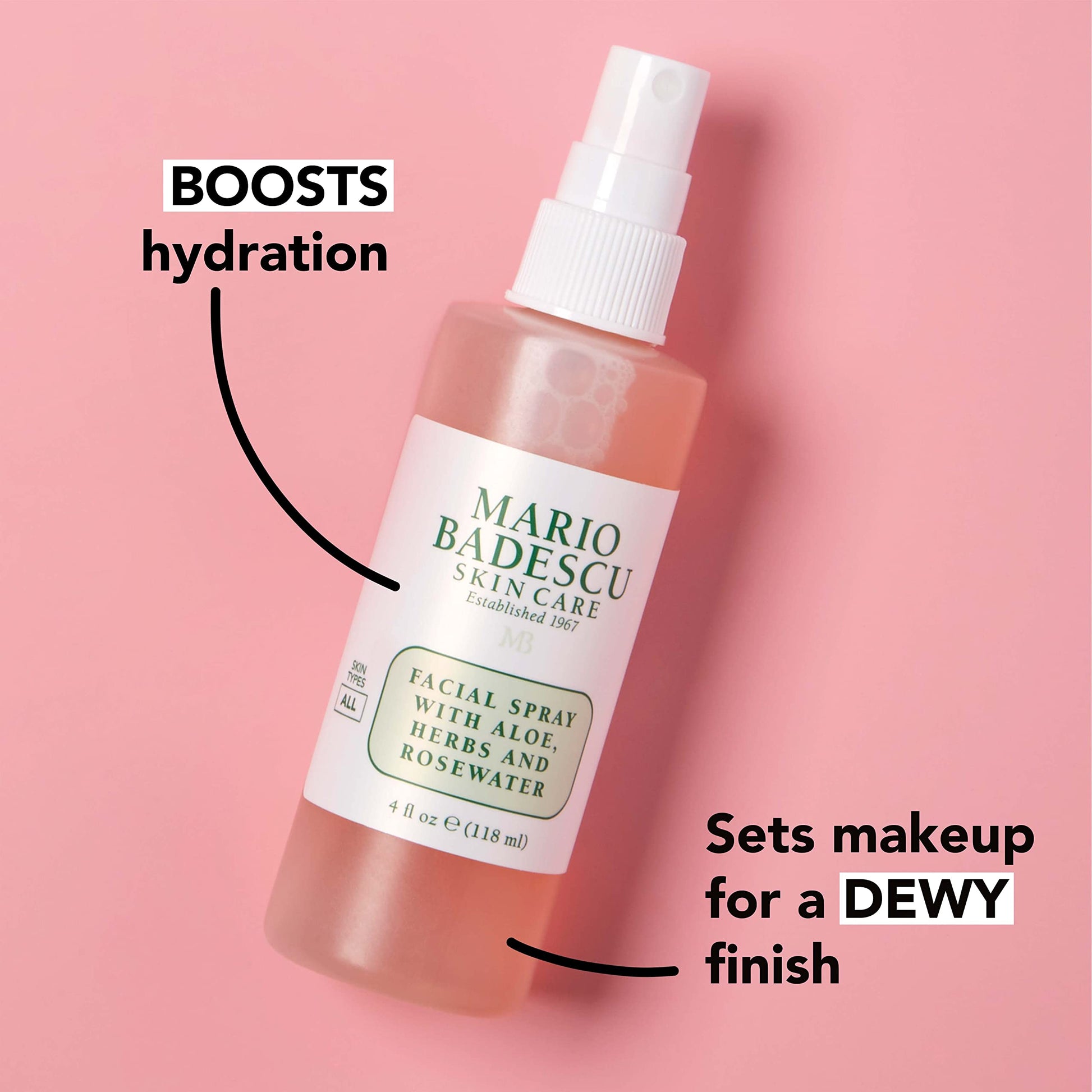 Mario Badescu Facial Spray with Aloe, Herbs and Rose Water for All Skin Types, Face Mist that