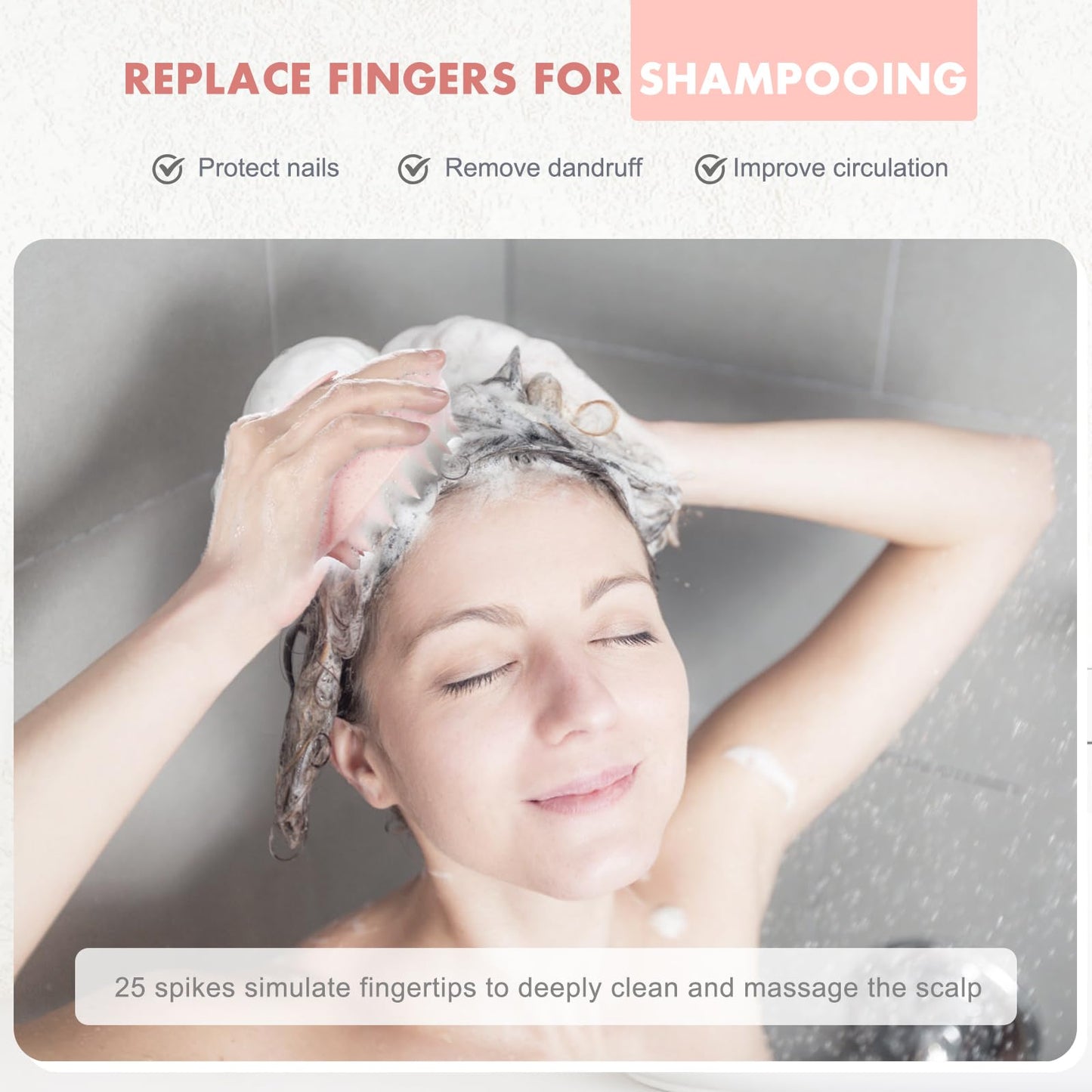 FREATECH Scalp Massager Hair Growth, Scalp Scrubber Shampoo Brush with Soft Silicone Bristles for