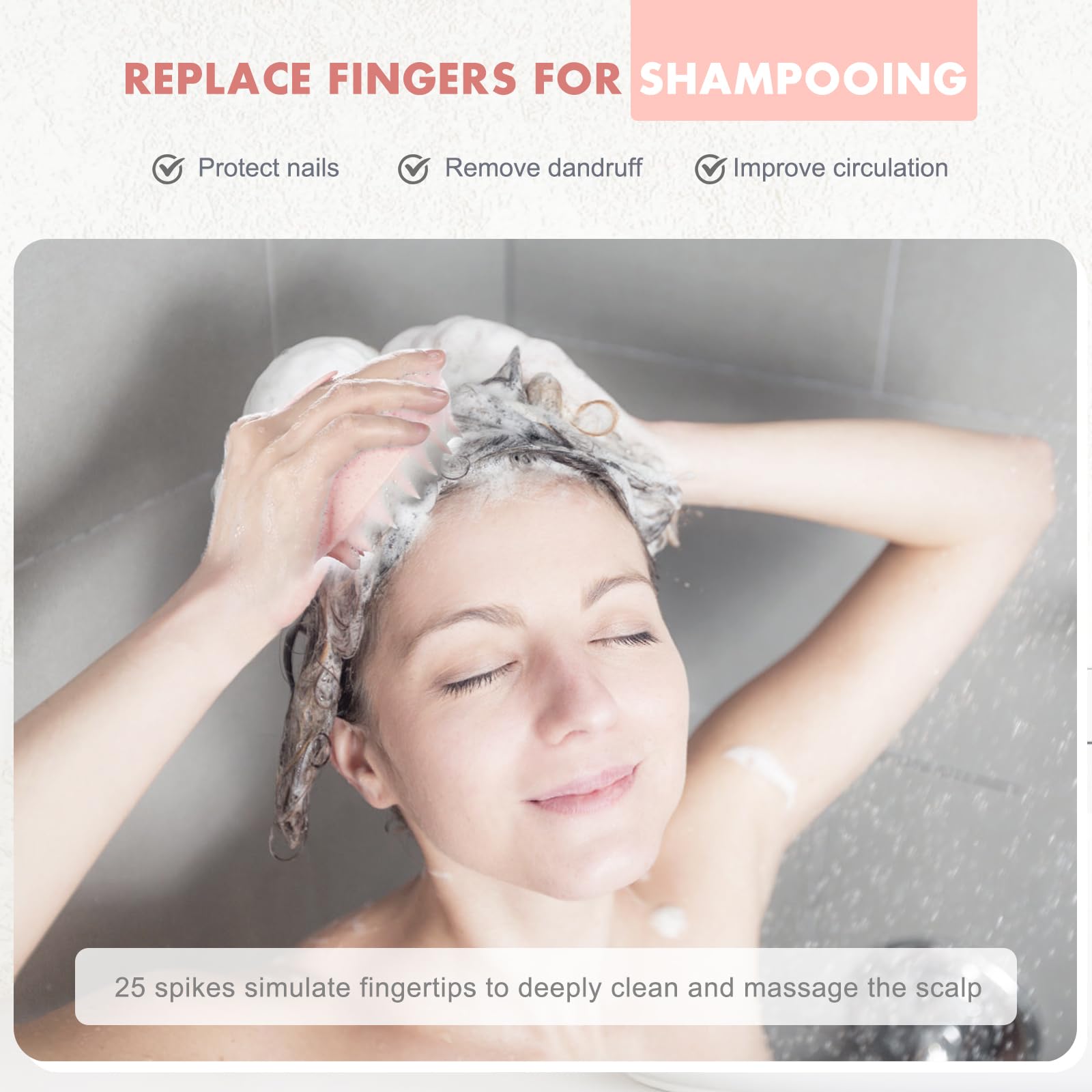 FREATECH Scalp Massager Hair Growth, Scalp Scrubber Shampoo Brush with Soft Silicone Bristles for