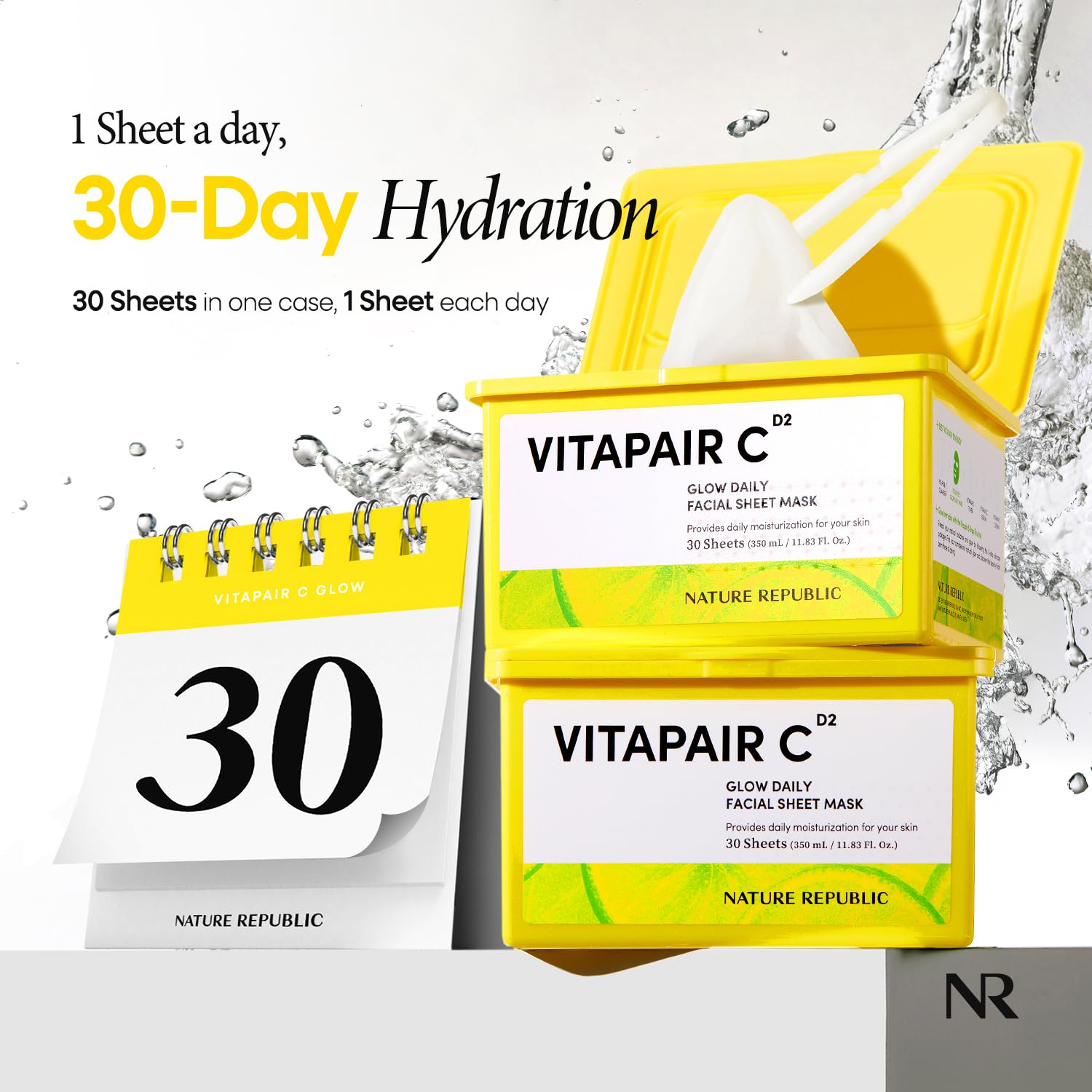 Nature Republic Vitapair C Daily Face Mask (30 vegan sheets) | Niacinamide & Centella Asiatica