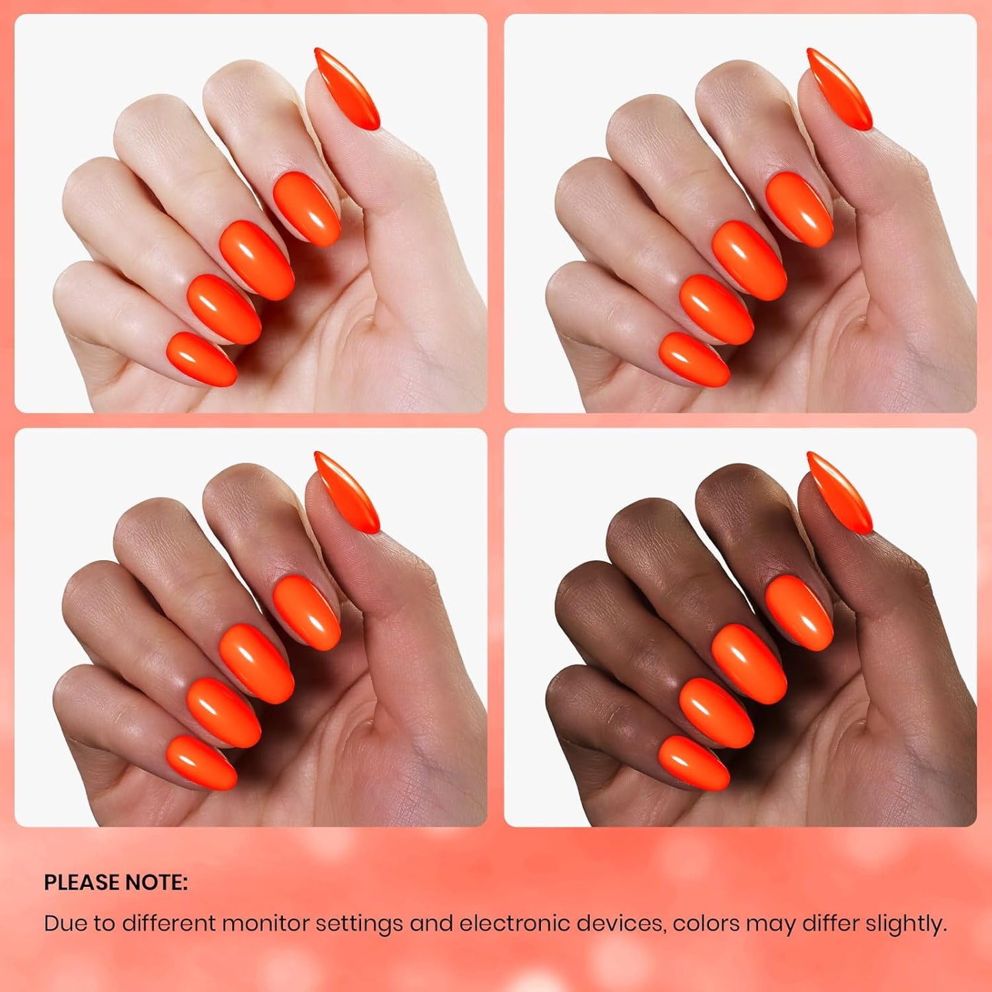 Beetles Neon Orange Gel Polish - Neon Sunset Halloween Gel Nail Polish, Bright Orange Vibrant Color Soak Off UV High Glossy Nail DIY Drawing at Salon Home Nail Art 15ml