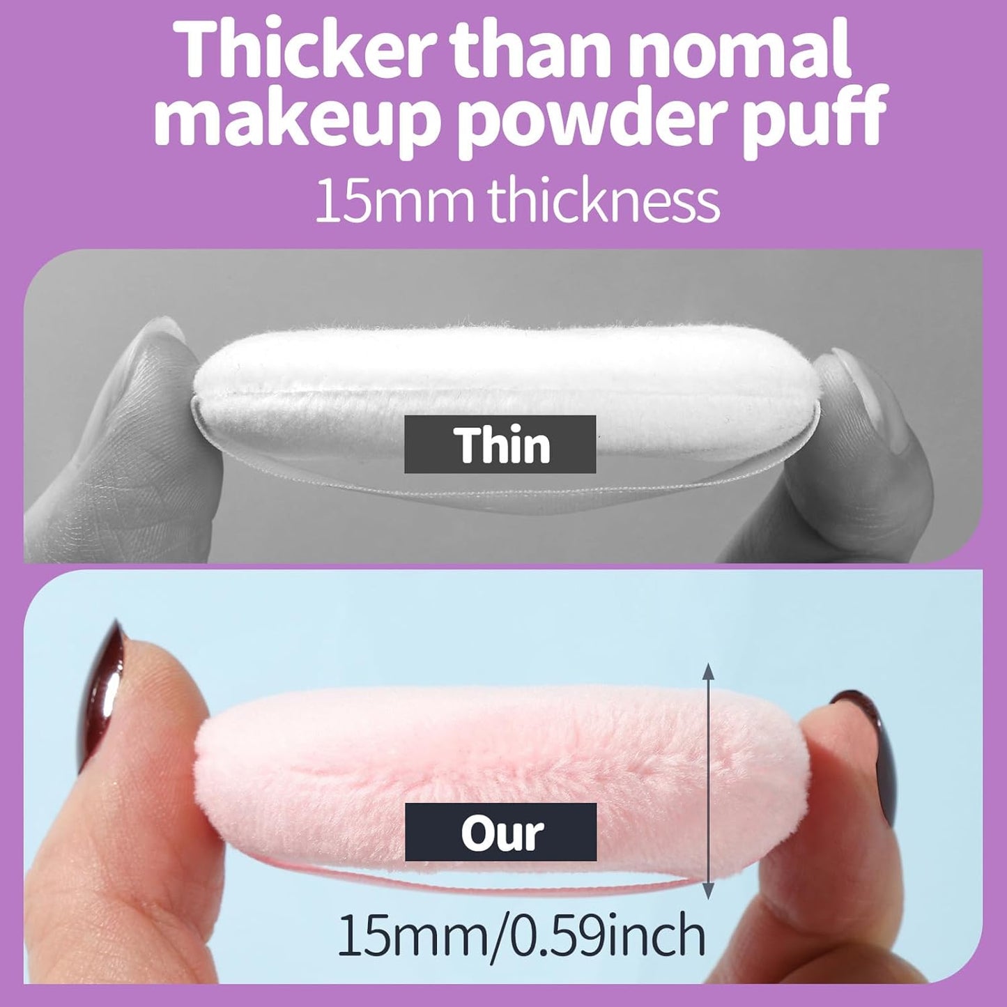 Teenitor 3Pcs Pink Powder Puff, 2.36 Inch Setting Puff for Face Powder, Soft Applicator for Loose Pressed Powder, Small Makeup Puff With 3 Cases