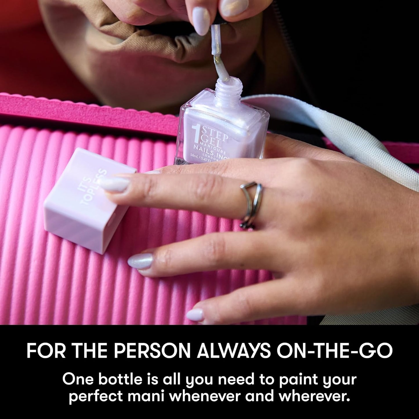 Nails Inc It's Topless Gel-Like Nail Polish, 4-in-1 Base Coat, Treatment, Color & Top Coat, Long Lasting, Strong, Chip Free Nails, Glossy Salon Quality Manicure, Air Dry Nail Polish, Emily, 0.47 Fl Oz