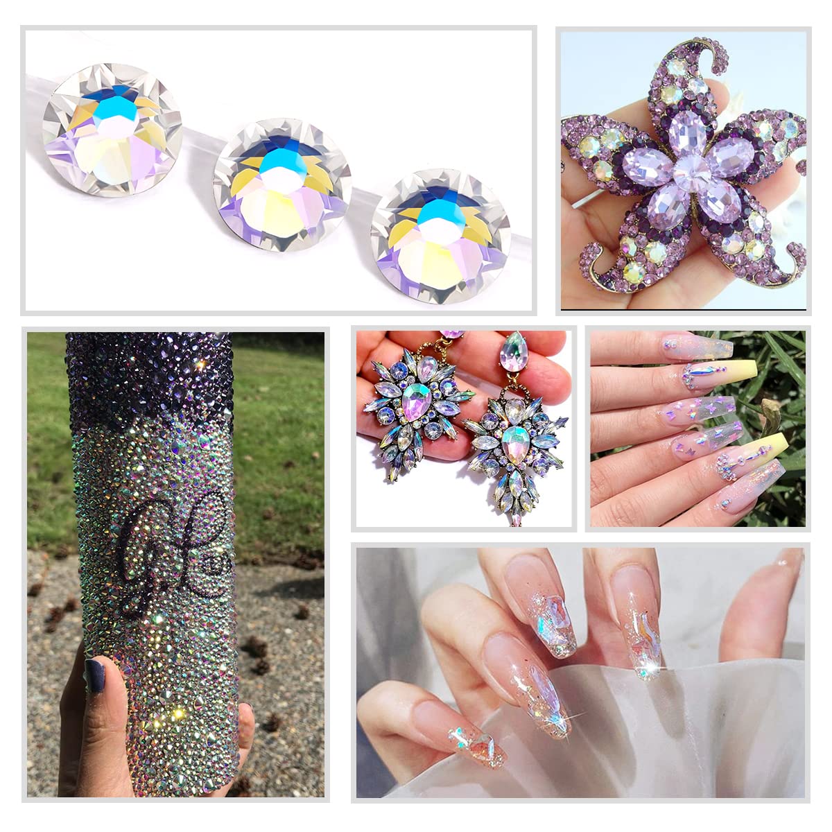 Novani Moon Night Rhinestones 1440pcs Flat Back Round Rhinestone Style 2088 Sparkly Crystal Gemstones for Nail Art and Crafting SS16,3.8-4.0mm