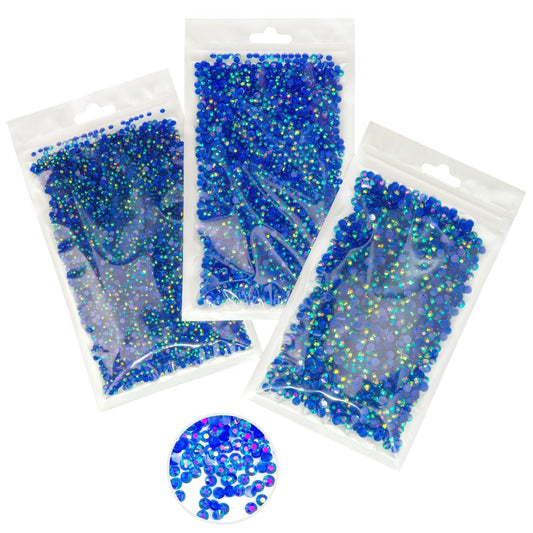 16000PCS Transparent Royal Blue AB Resin Rhinestones for Crafting 3mm 4mm 5mm Flatback Jelly Stones Bulk SS10 SS16 SS20 Diamonds Crystals Gems for Nails Face Eyes Makeup Tumblers Bottles Crafts