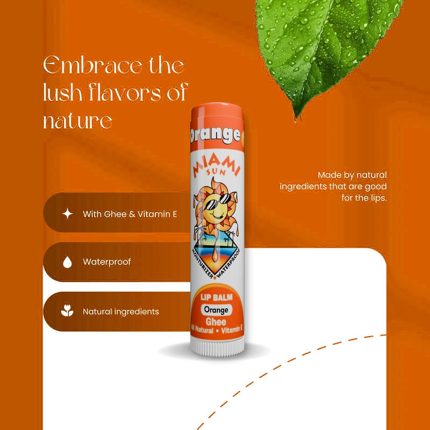 Miami Sun Natural Ghee Lip Balm, Hydrating Lip Treatment with Shea Butter & Beeswax, Organic & Non-Toxic, Best for Dry, Chapped Lips - Moisturizing, Healing, Chemical-Free Care (4 Gift Pack, Variety)