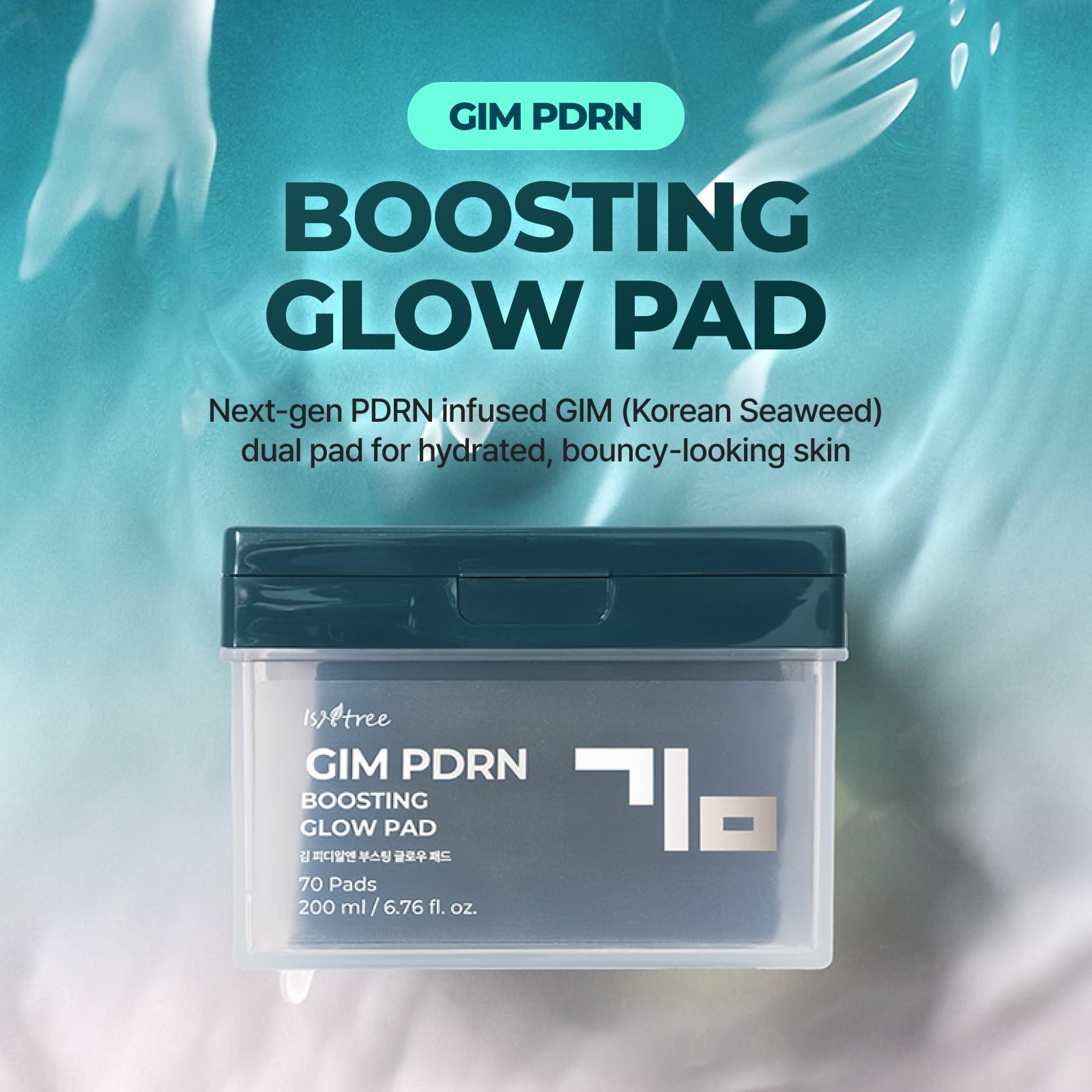 ISNTREE GIM PDRN Boosting Glow Toner Pad | Hydrating & Firming Dual-Sided Facial Pads with Korean